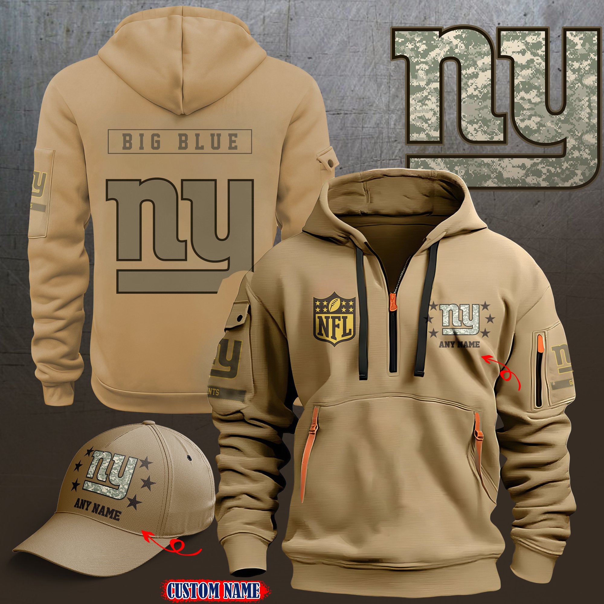 New York Giants 2024 Armed Forces Day  Combo hoodie+Cap custom 58225