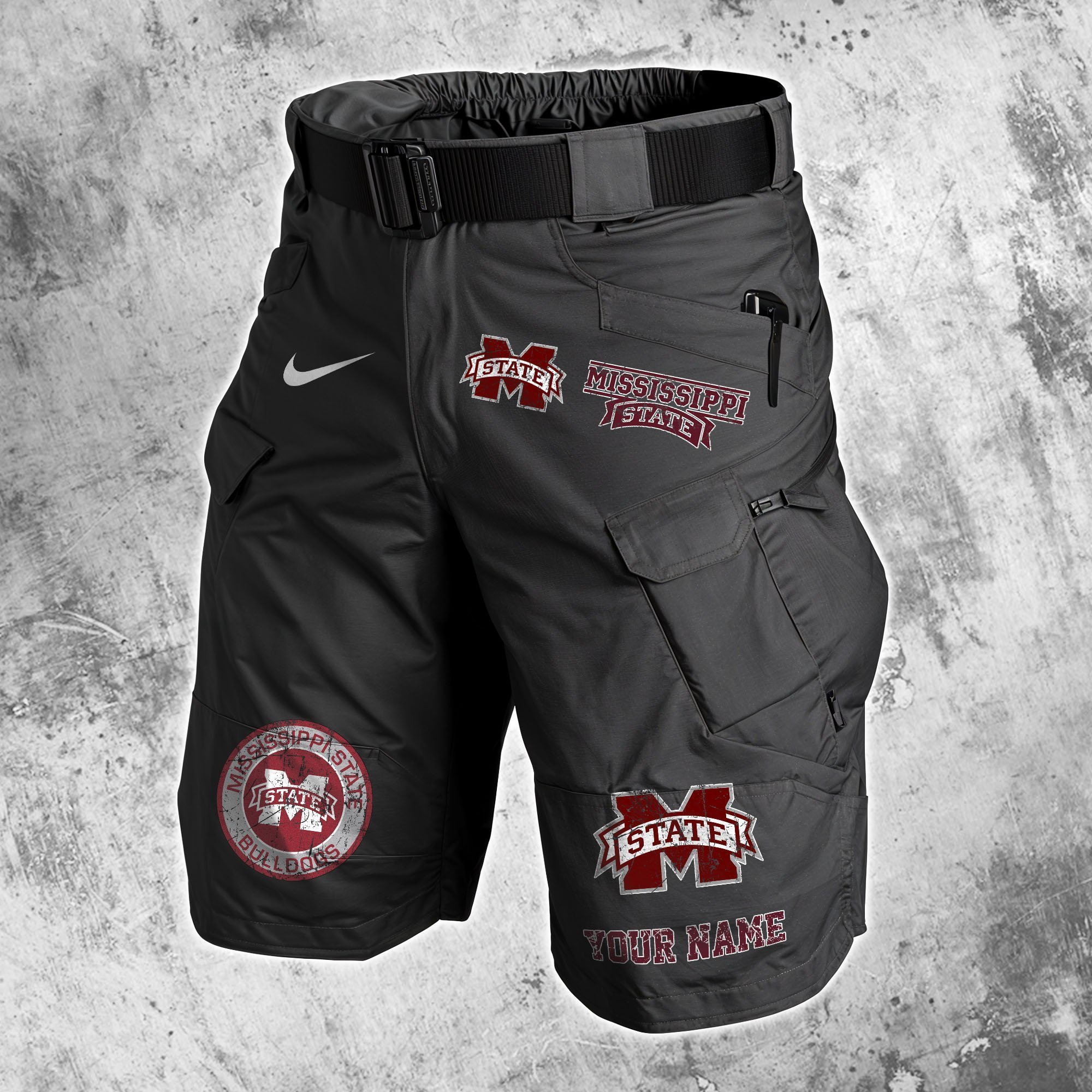 Mississippi State Bulldogs Men Cargo Shorts Customized Your Name, Short For Football L;o, Gifts For Football Lovers EHIVM-59607