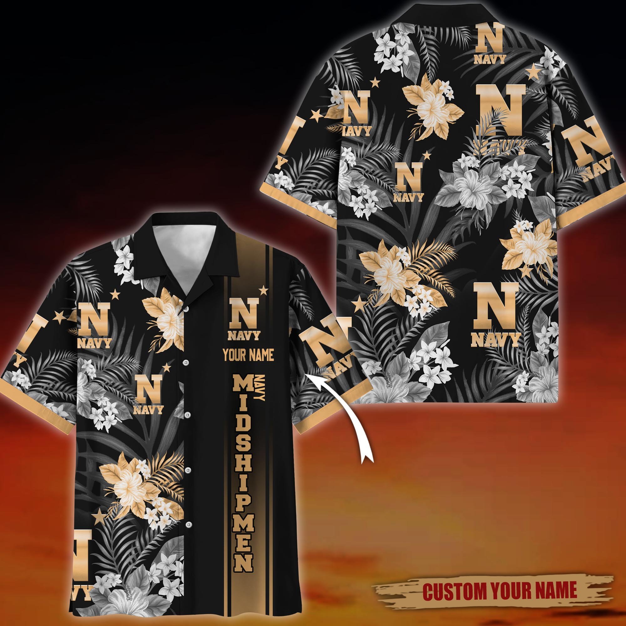 Navy Midshipmen Hawaiian Shirt custom 60076