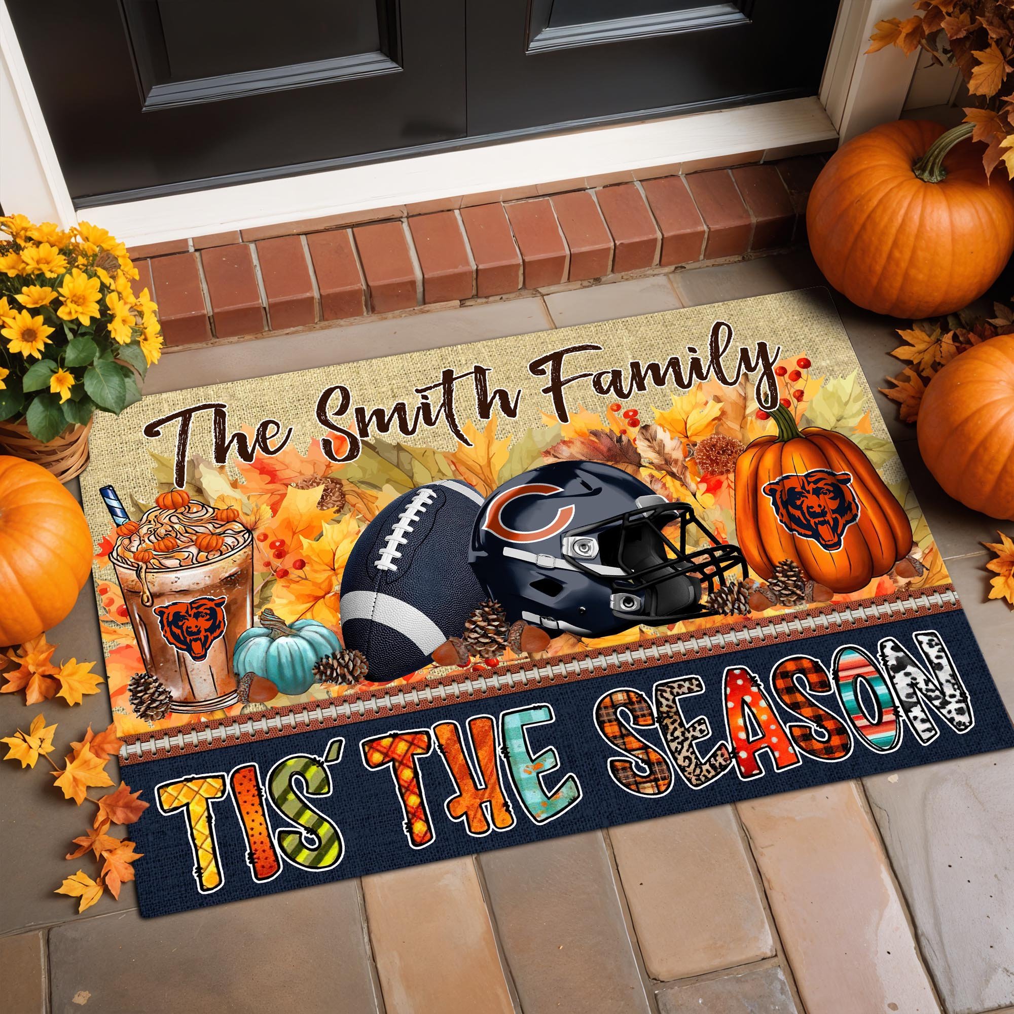 Chicago Bears Doormat Custom Your Family Name, Sport Doormat, Sport Gifts For Fan, Home Decorations ETRG-60162