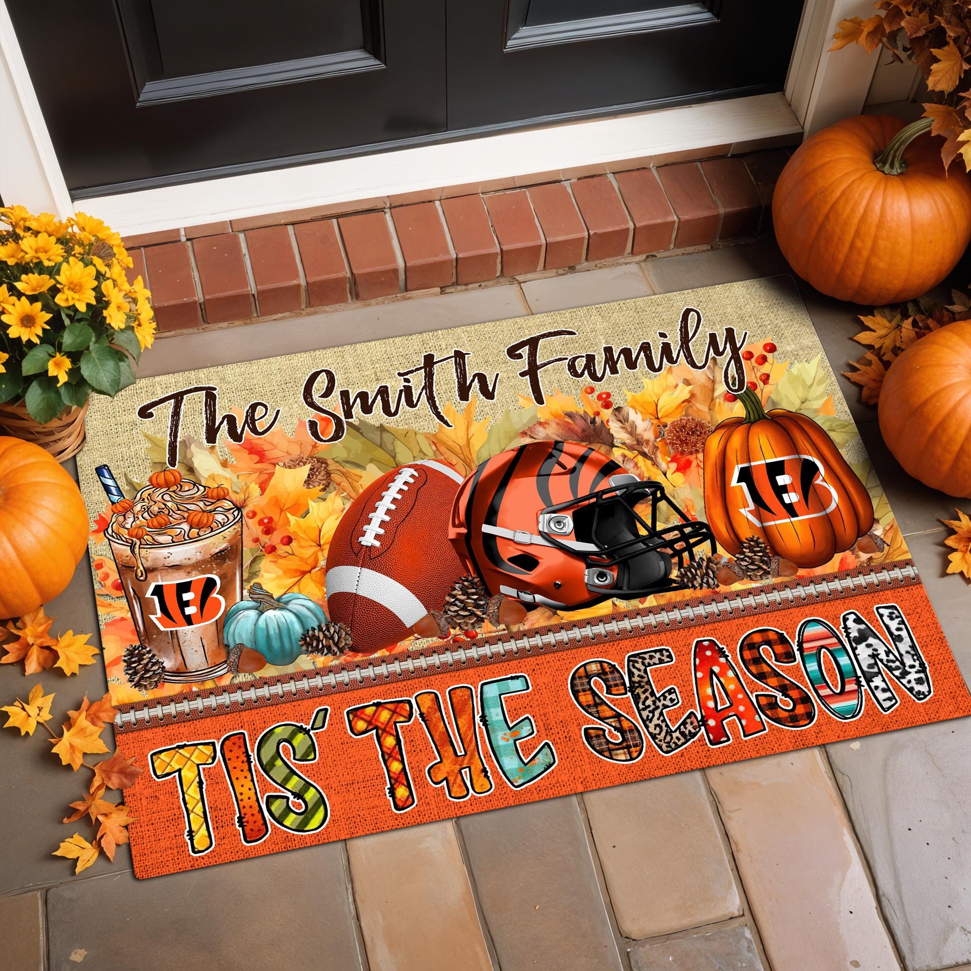 Cincinnati Bengals Doormat Custom Your Family Name, Sport Doormat, Sport Gifts For Fan, Home Decorations ETRG-60162