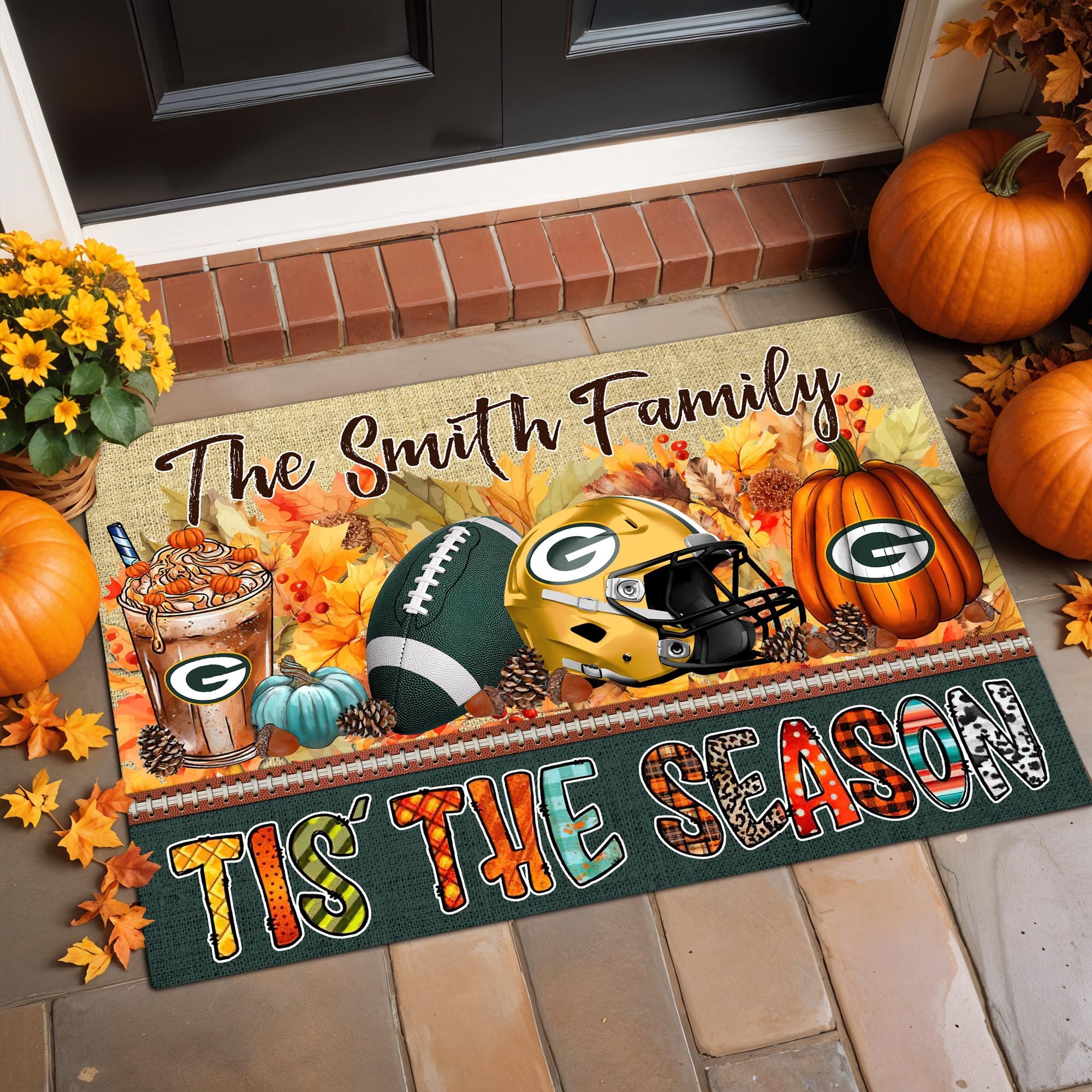 Green Bay Packers Doormat Custom Your Family Name, Sport Doormat, Sport Gifts For Fan, Home Decorations ETRG-60162