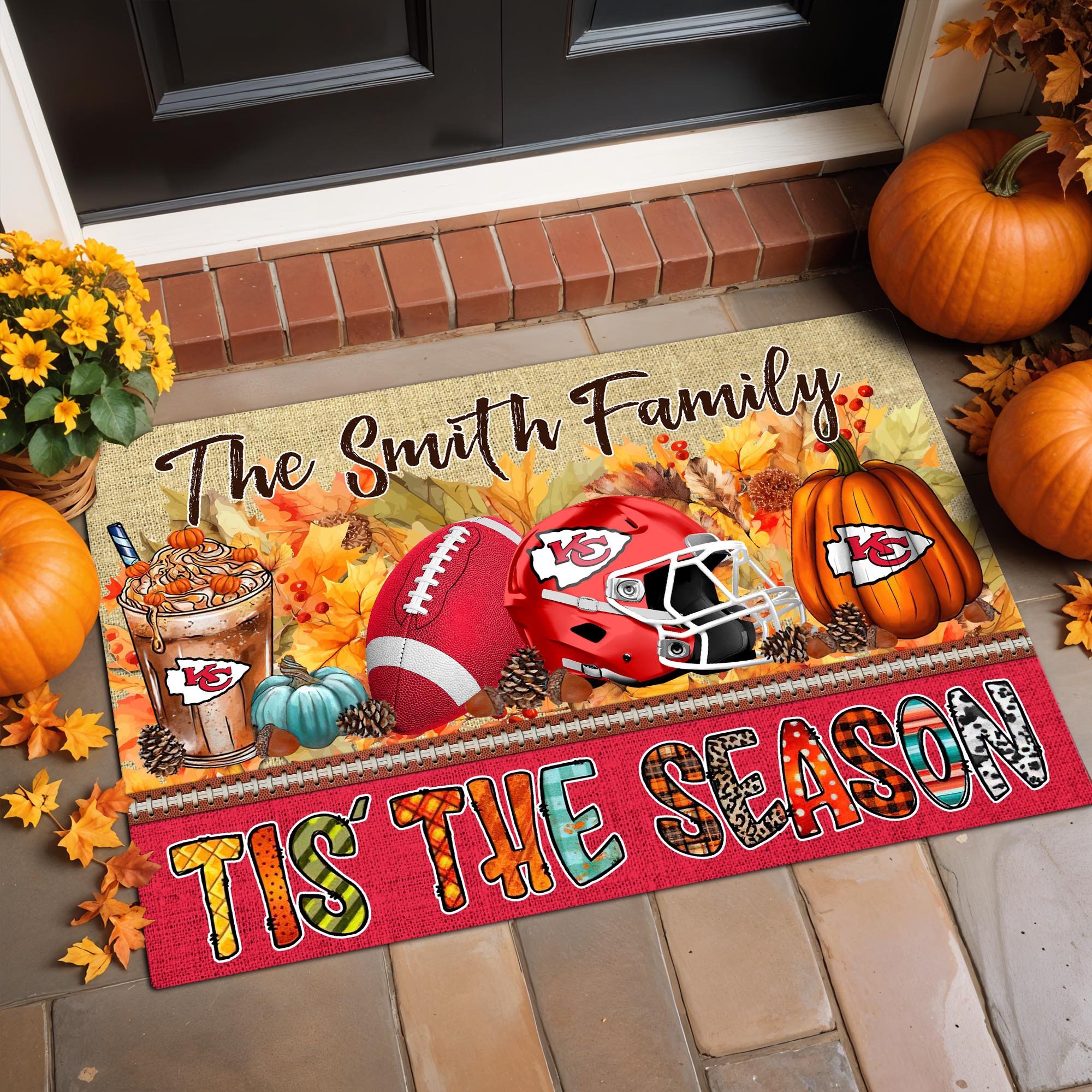 Kansas City Chiefs Doormat Custom Your Family Name, Sport Doormat, Sport Gifts For Fan, Home Decorations ETRG-60162