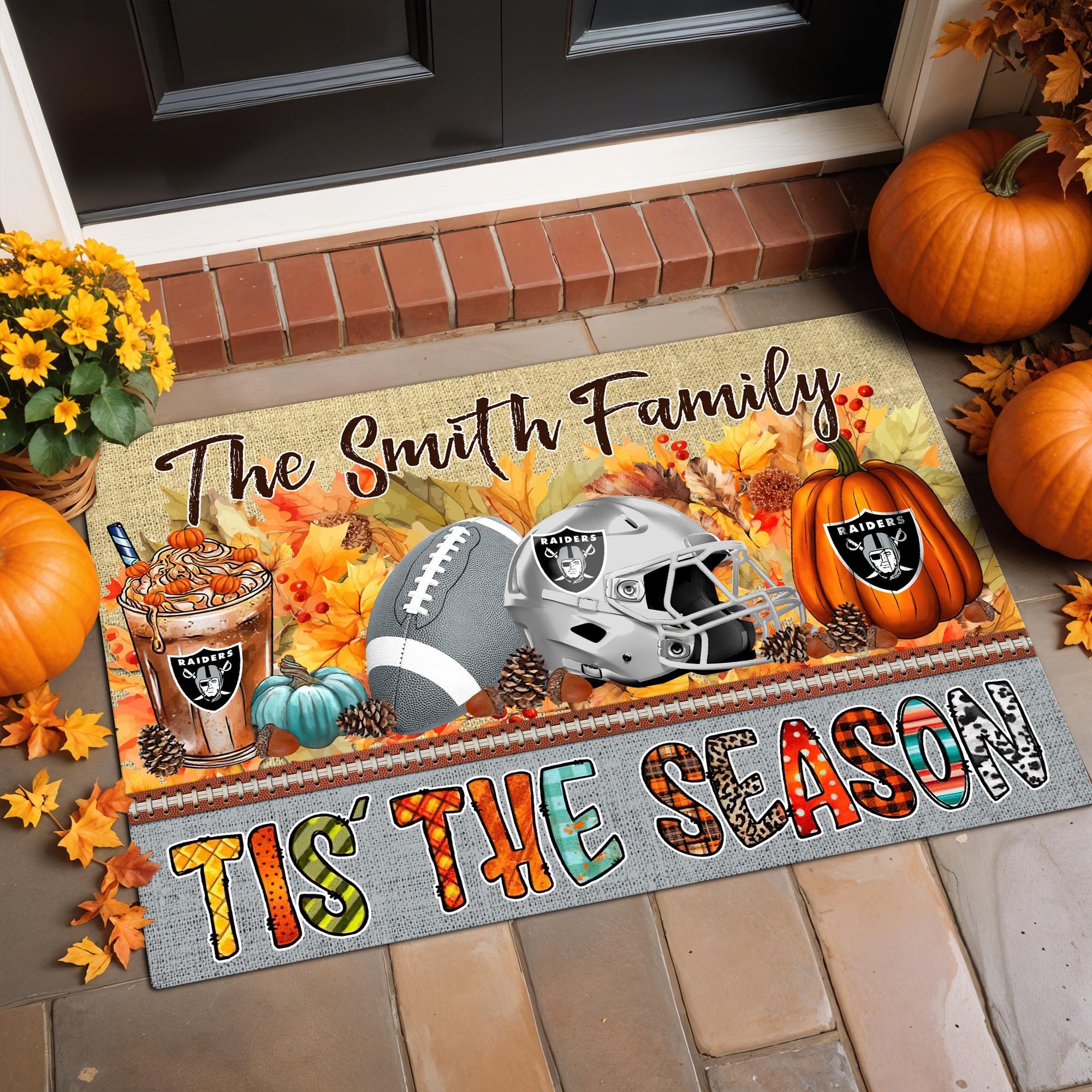 Las Vegas Raiders Doormat Custom Your Family Name, Sport Doormat, Sport Gifts For Fan, Home Decorations ETRG-60162