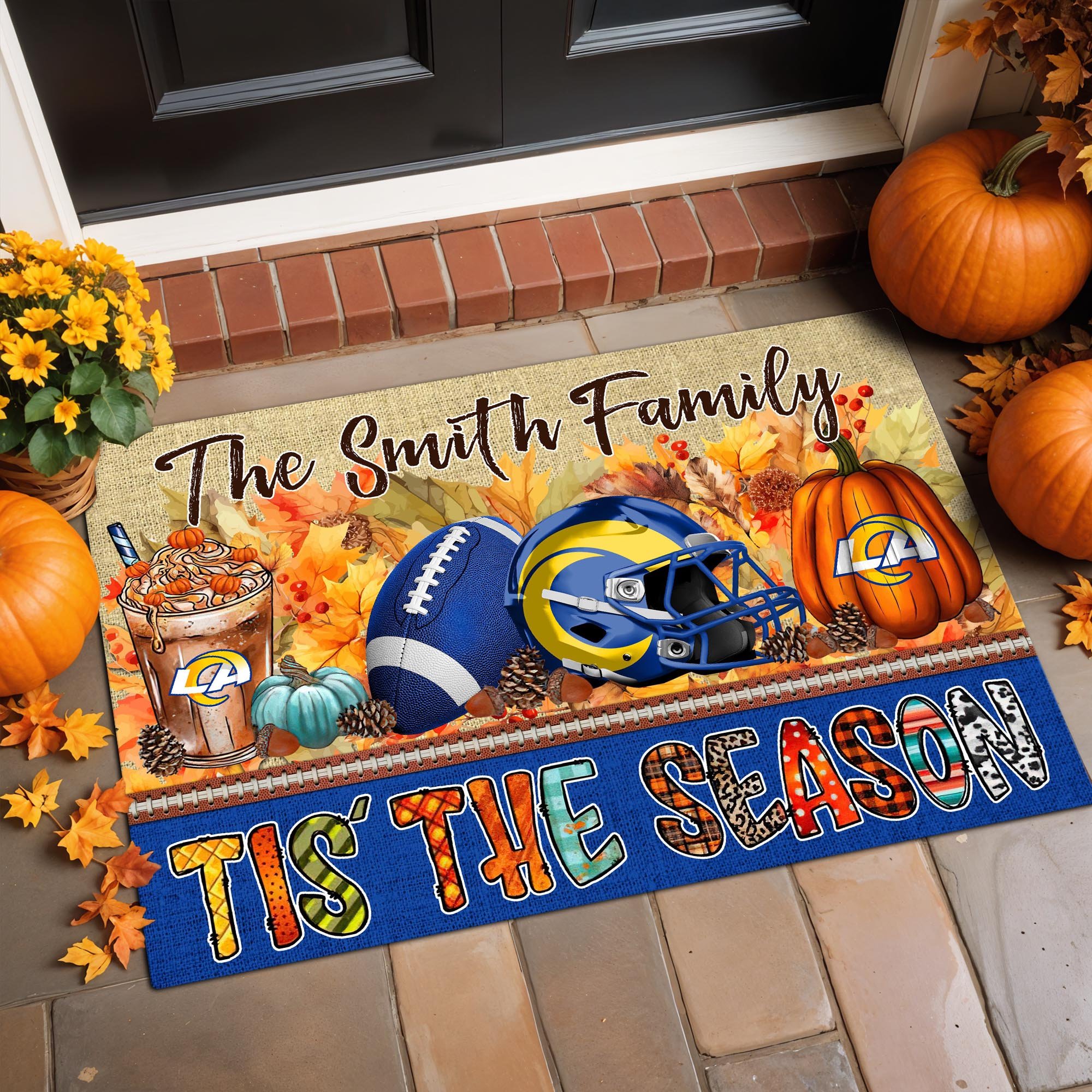 Los Angeles Rams Doormat Custom Your Family Name, Sport Doormat, Sport Gifts For Fan, Home Decorations ETRG-60162