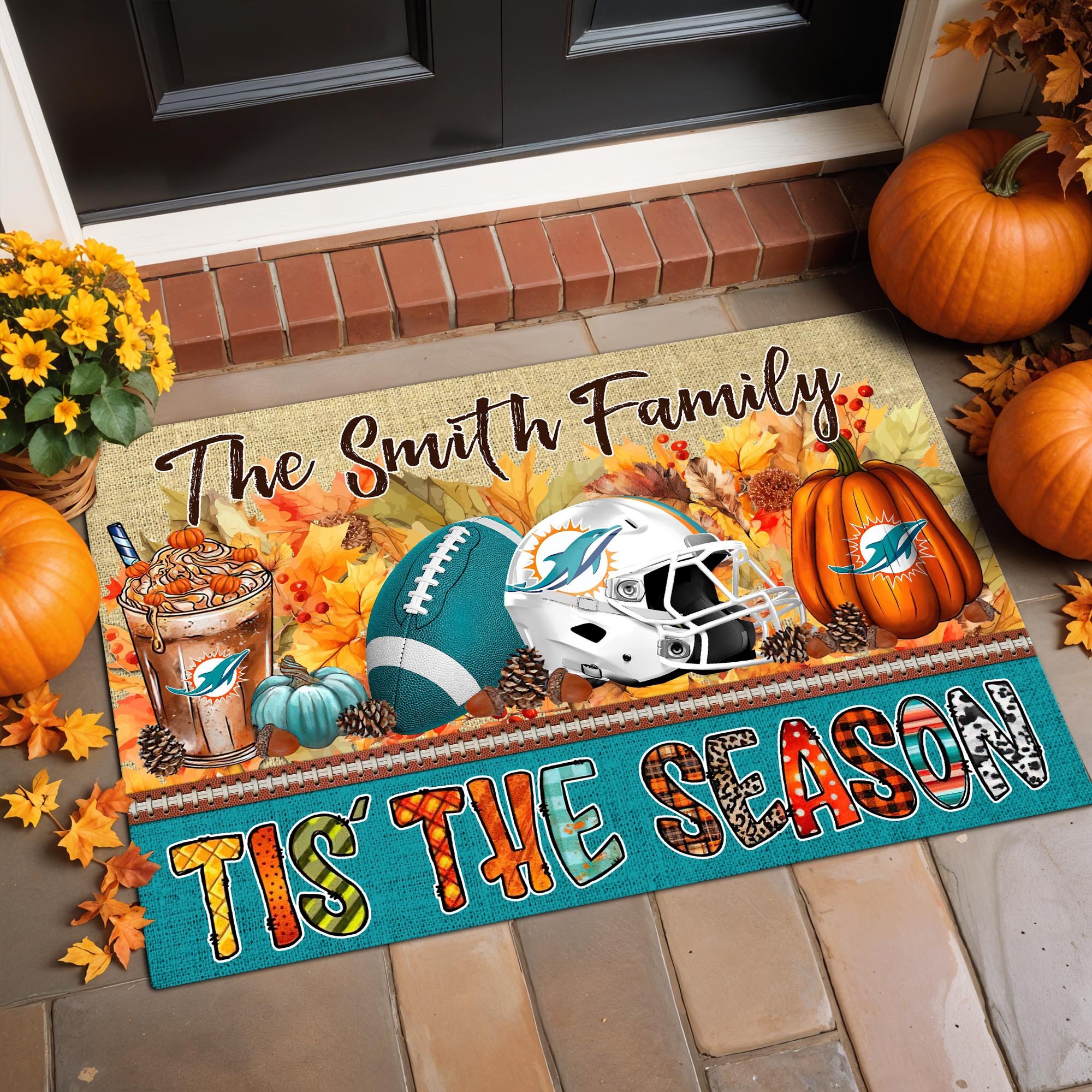 Miami Dolphins Doormat Custom Your Family Name, Sport Doormat, Sport Gifts For Fan, Home Decorations ETRG-60162