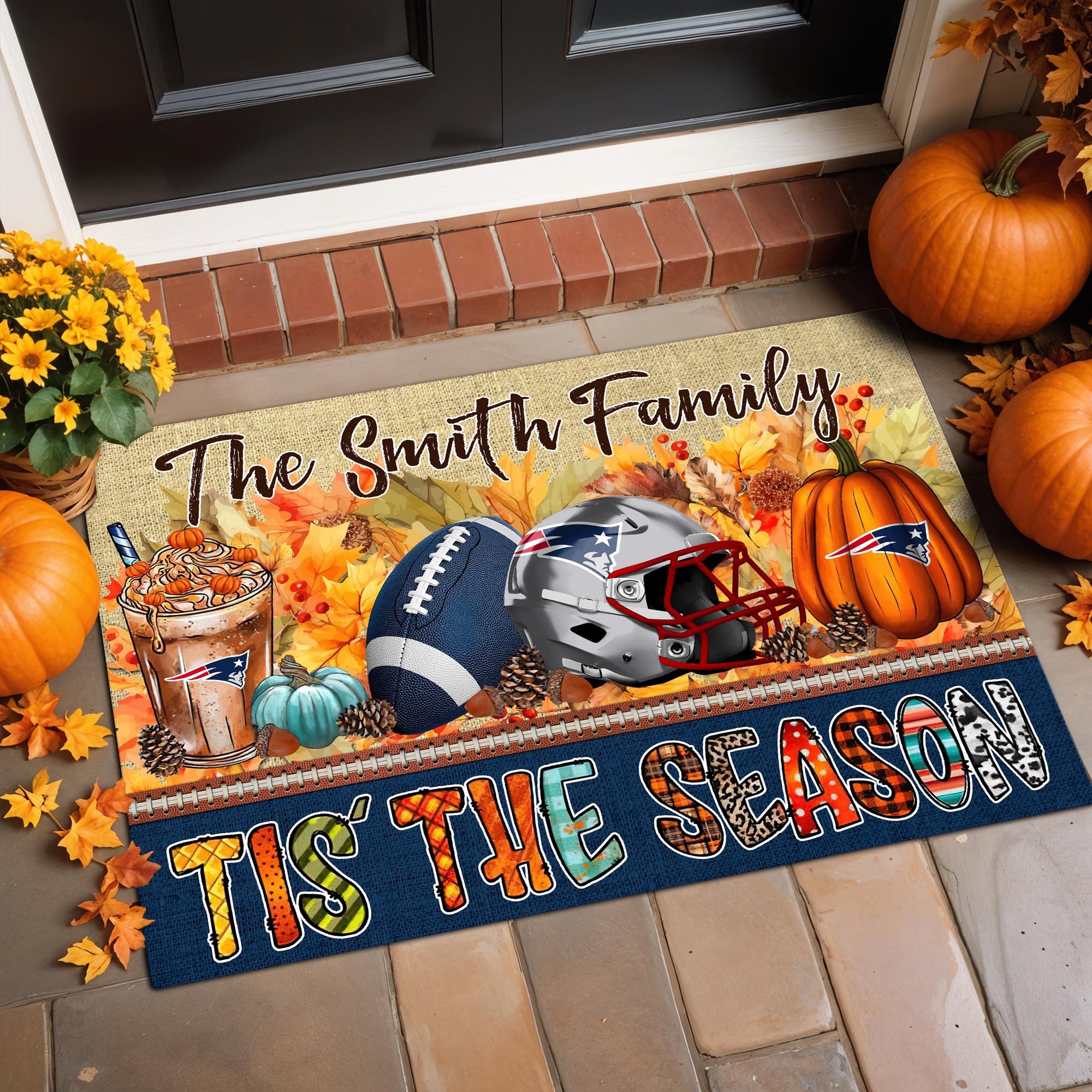 New England Patriots Doormat Custom Your Family Name, Sport Doormat, Sport Gifts For Fan, Home Decorations ETRG-60162