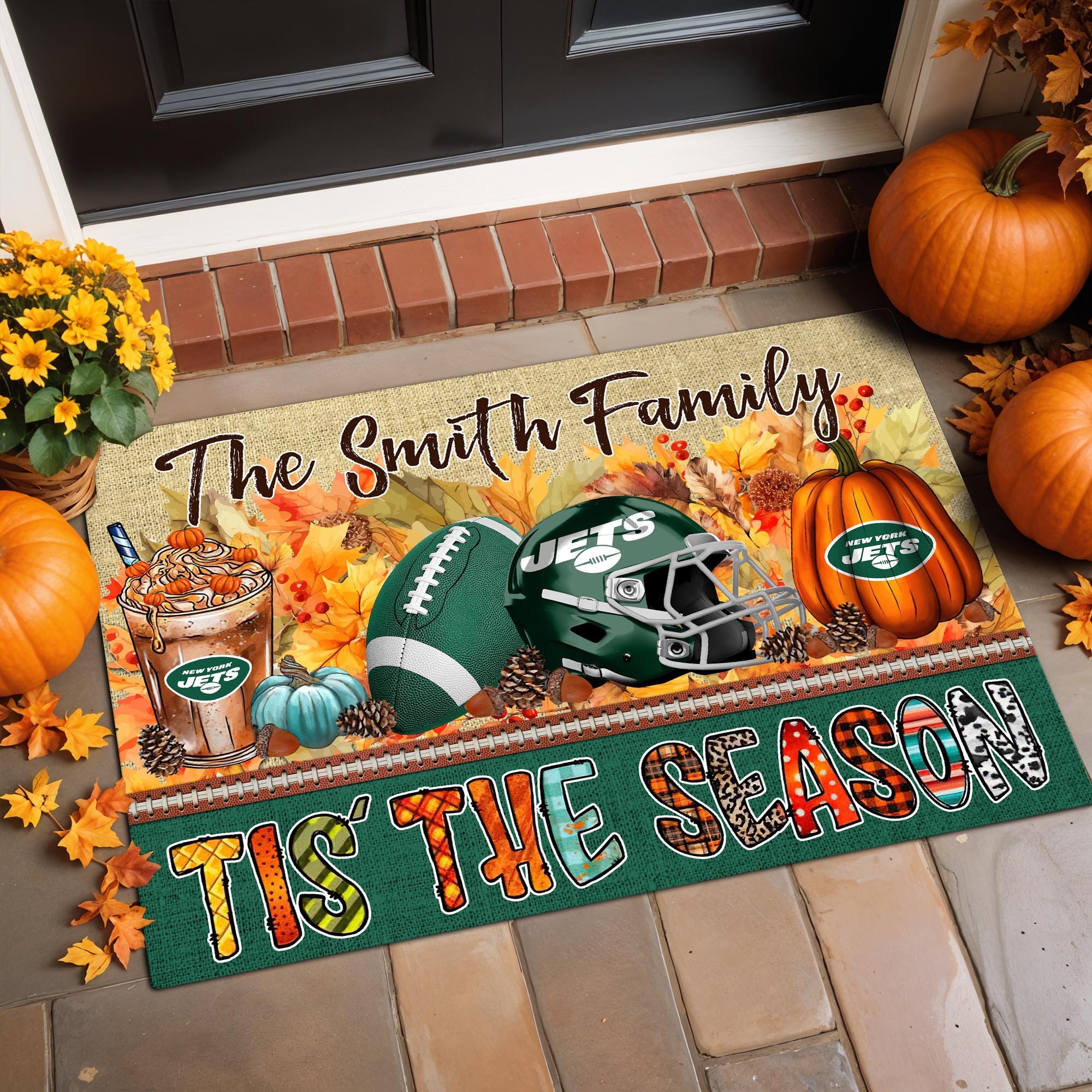 New York Jets Doormat Custom Your Family Name, Sport Doormat, Sport Gifts For Fan, Home Decorations ETRG-60162