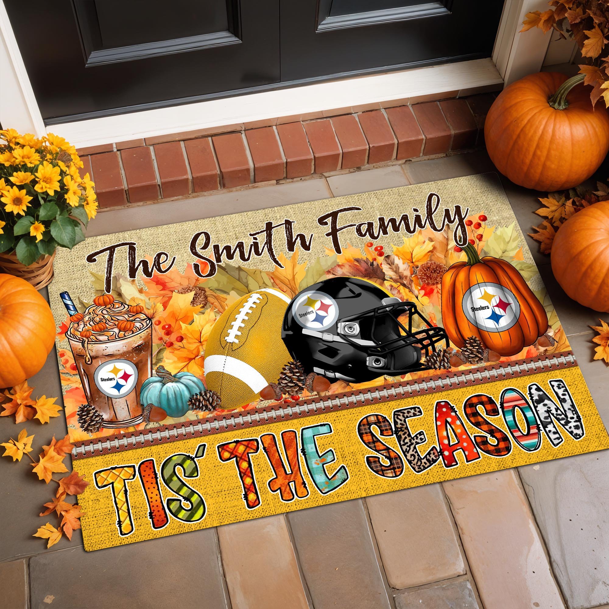 Pittsburgh Steelers Doormat Custom Your Family Name, Sport Doormat, Sport Gifts For Fan, Home Decorations ETRG-60162