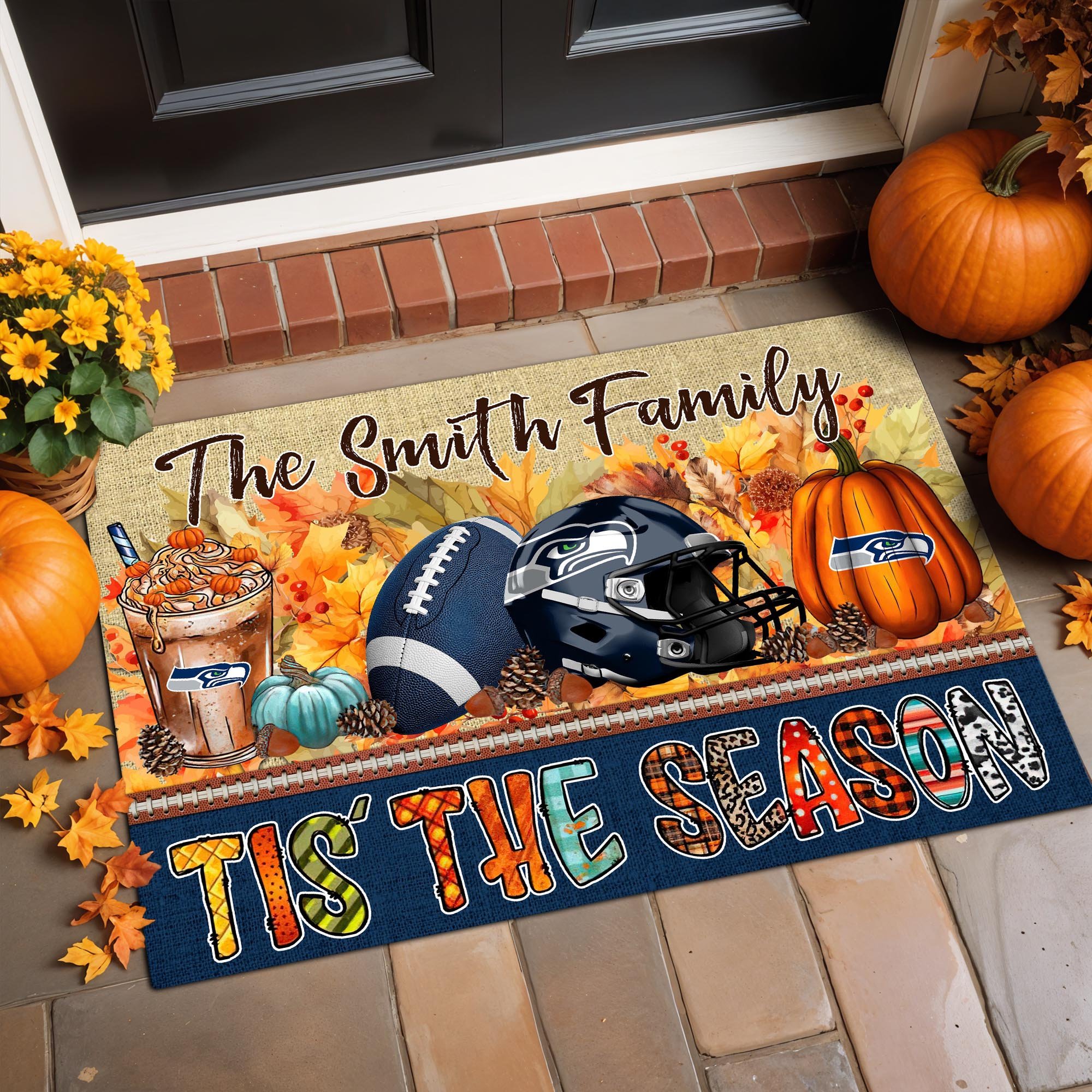 Seattle Seahawks Doormat Custom Your Family Name, Sport Doormat, Sport Gifts For Fan, Home Decorations ETRG-60162