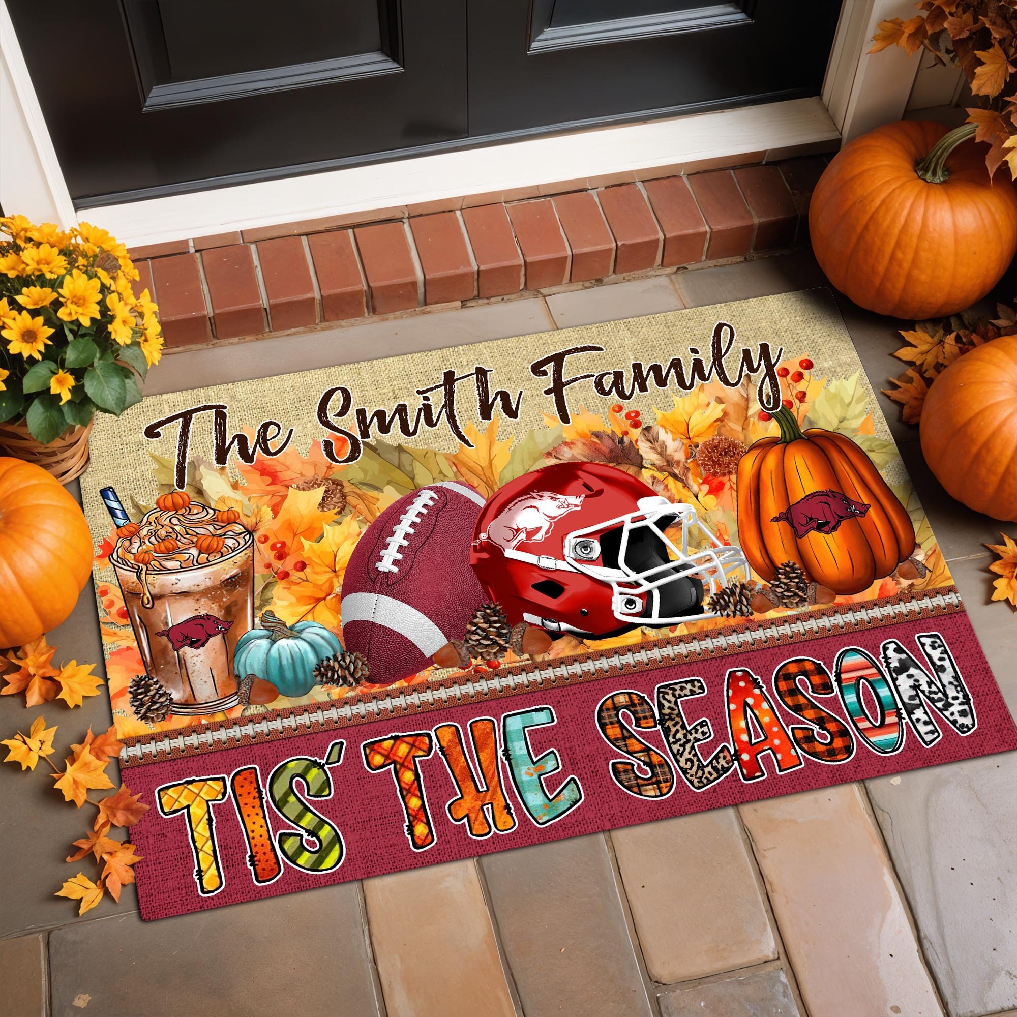 Arkansas Razorbacks Doormat Custom Your Family Name, Sport Doormat, Sport Gifts For Fan, Home Decorations ETRG-60206