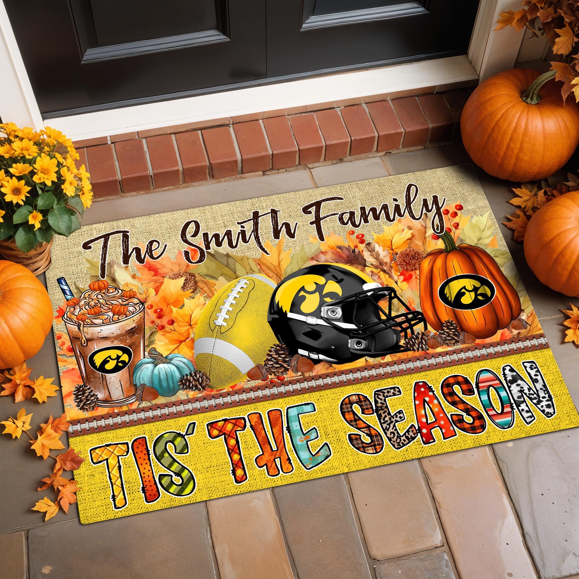 Iowa Hawkeyes Doormat Custom Your Family Name, Sport Doormat, Sport Gifts For Fan, Home Decorations ETRG-60206