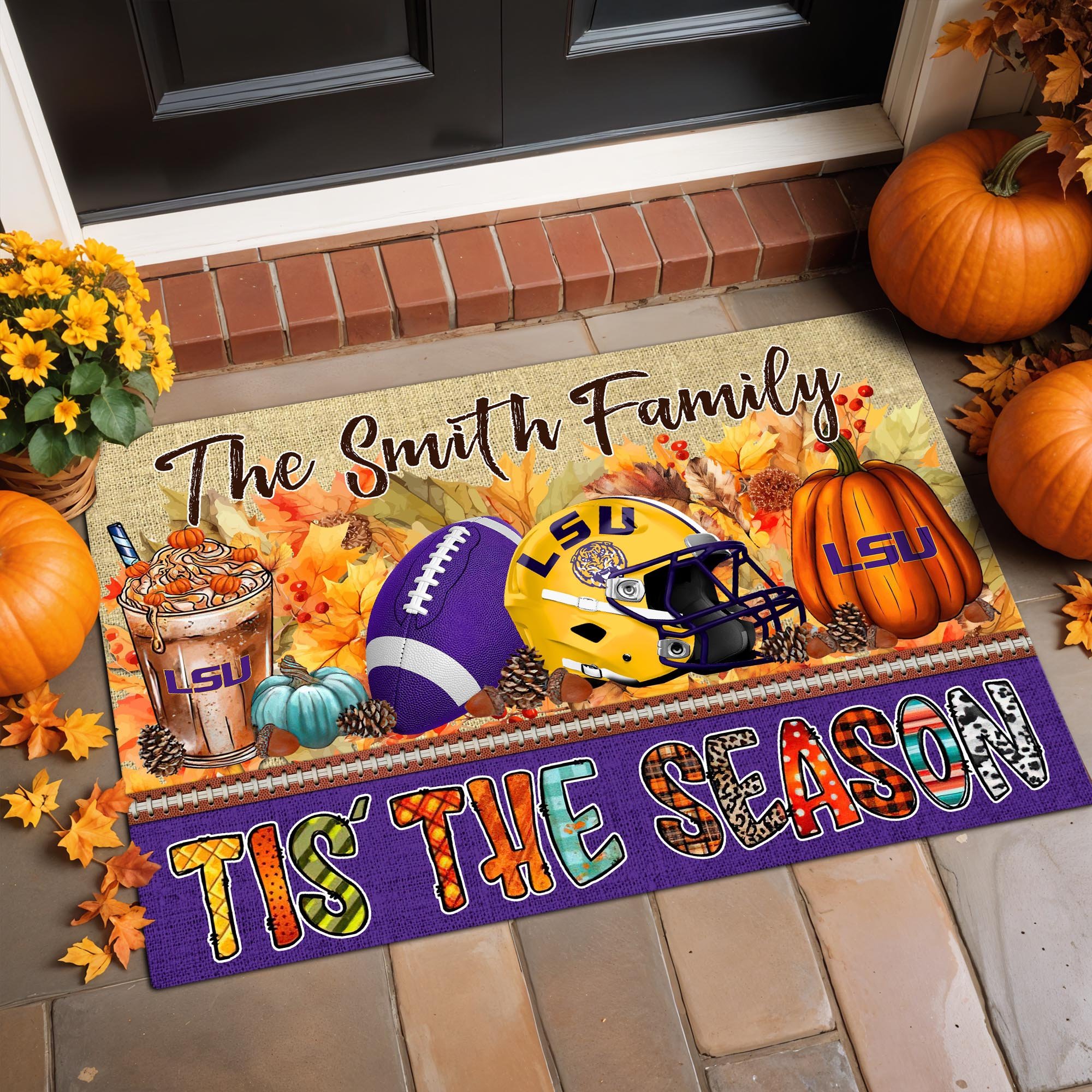 LSU TIGERS Doormat Personalized Your Family Name, Doormat For Football Fan, Football Gifts ETRG-60206