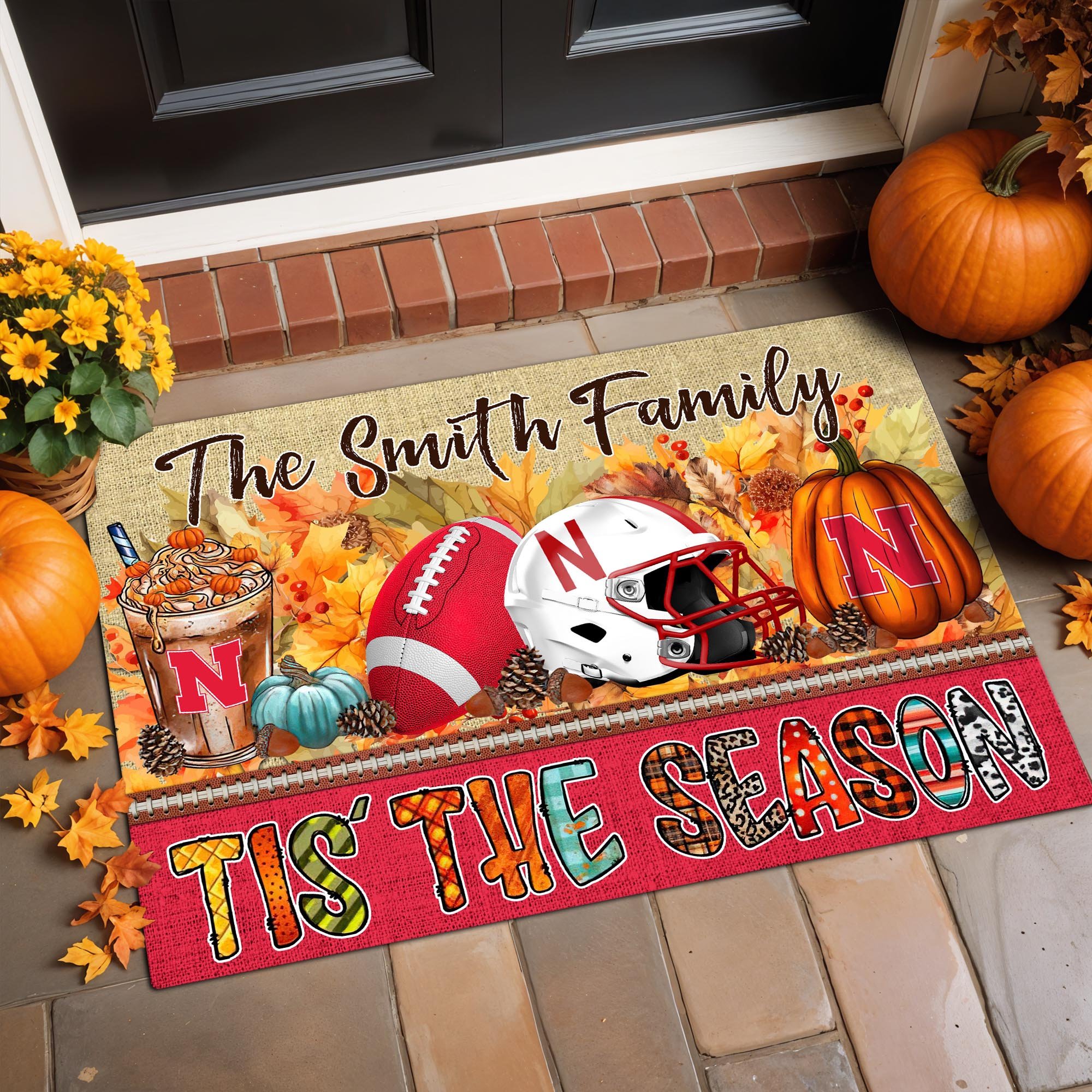 Nebraska Cornhuskers Doormat Custom Your Family Name, Sport Doormat, Sport Gifts For Fan, Home Decorations ETRG-60206