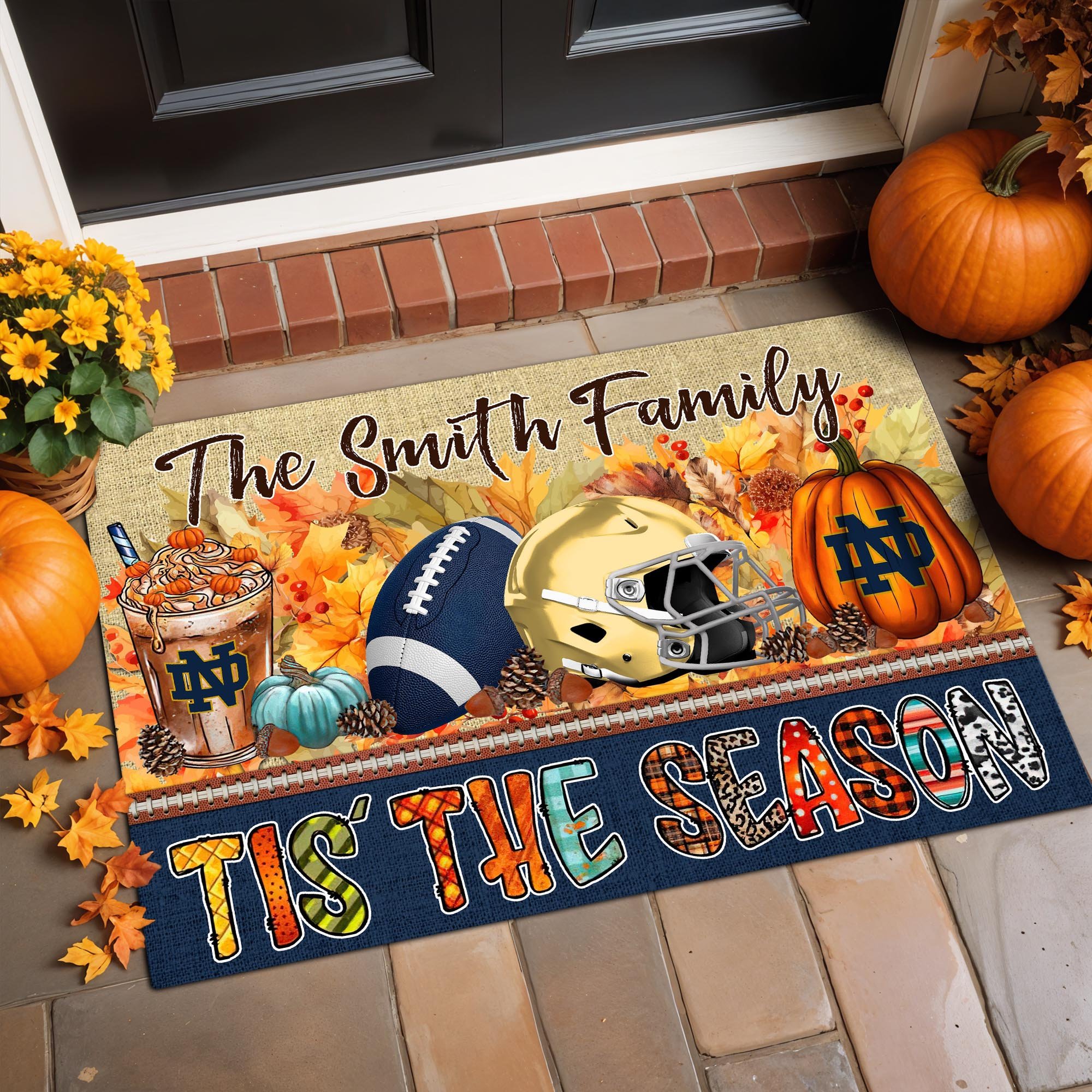 Notre Dame Fighting Irish Doormat Custom Your Family Name, Sport Doormat, Sport Gifts For Fan, Home Decorations ETRG-60206