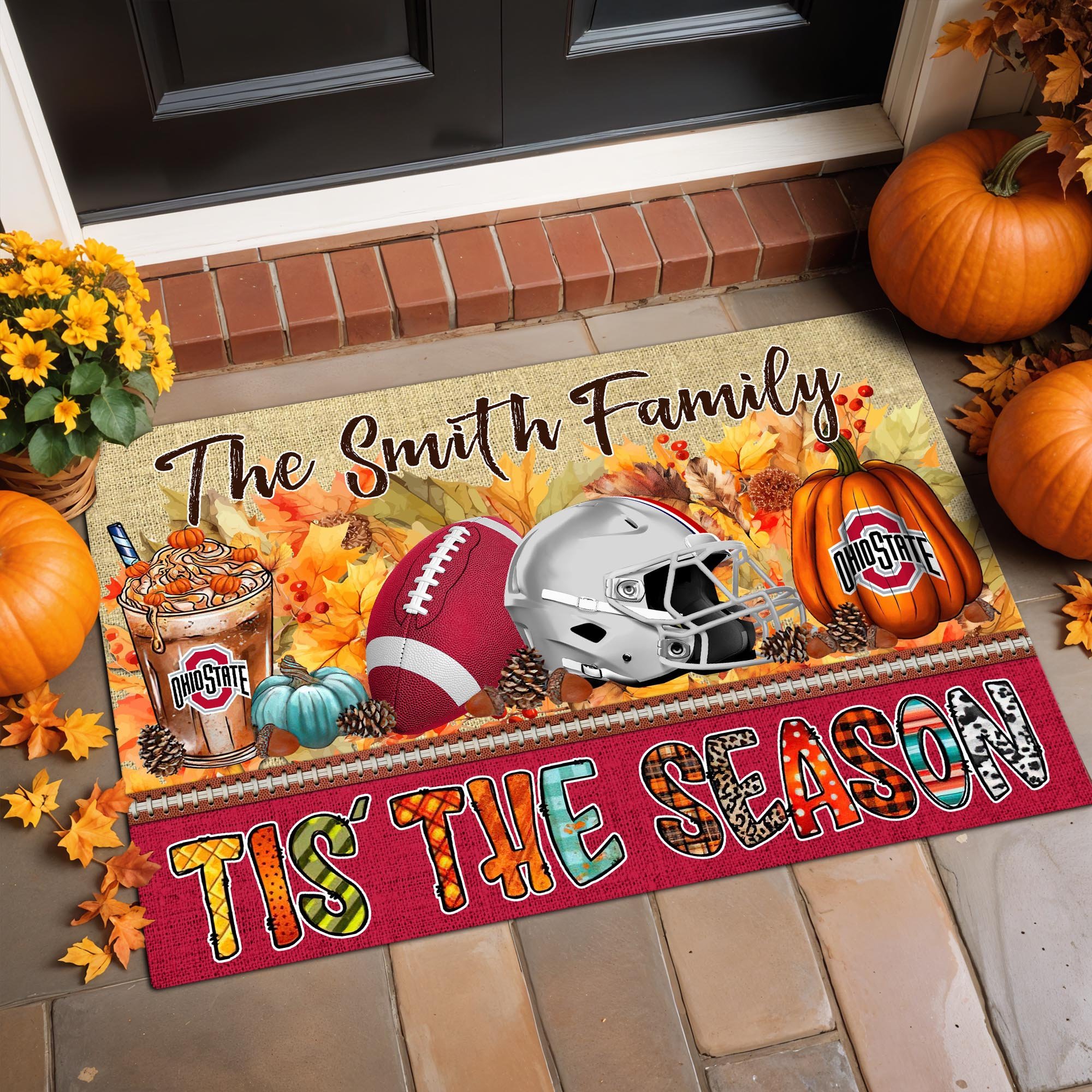 Ohio State Buckeyes Doormat Custom Your Family Name, Sport Doormat, Sport Gifts For Fan, Home Decorations ETRG-60206