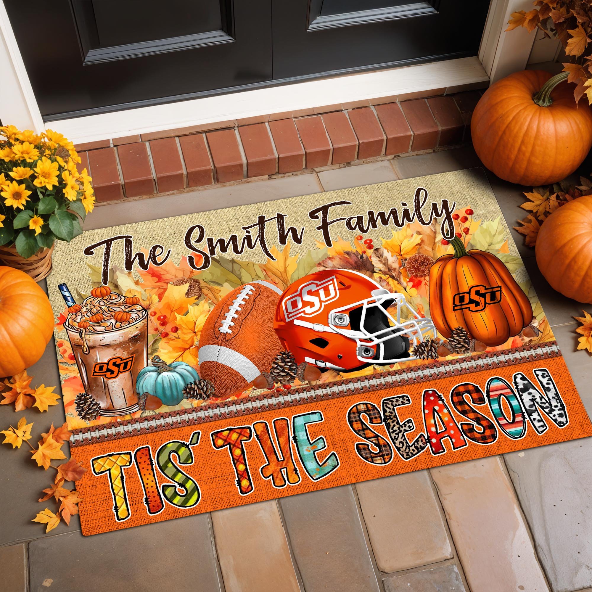 Oklahoma State Cowboys Doormat Custom Your Family Name, Sport Doormat, Sport Gifts For Fan, Home Decorations ETRG-60206