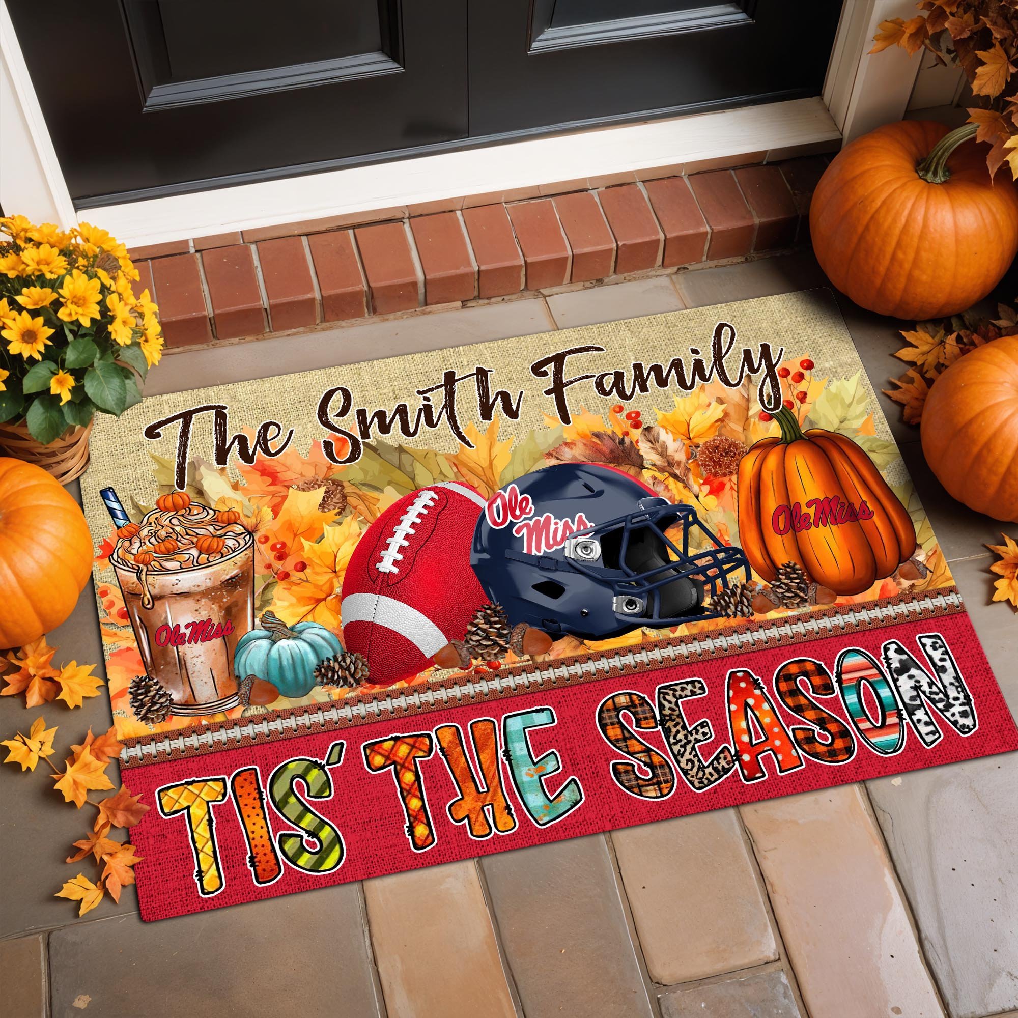 Ole Miss Rebels Doormat Custom Your Family Name, Sport Doormat, Sport Gifts For Fan, Home Decorations ETRG-60206