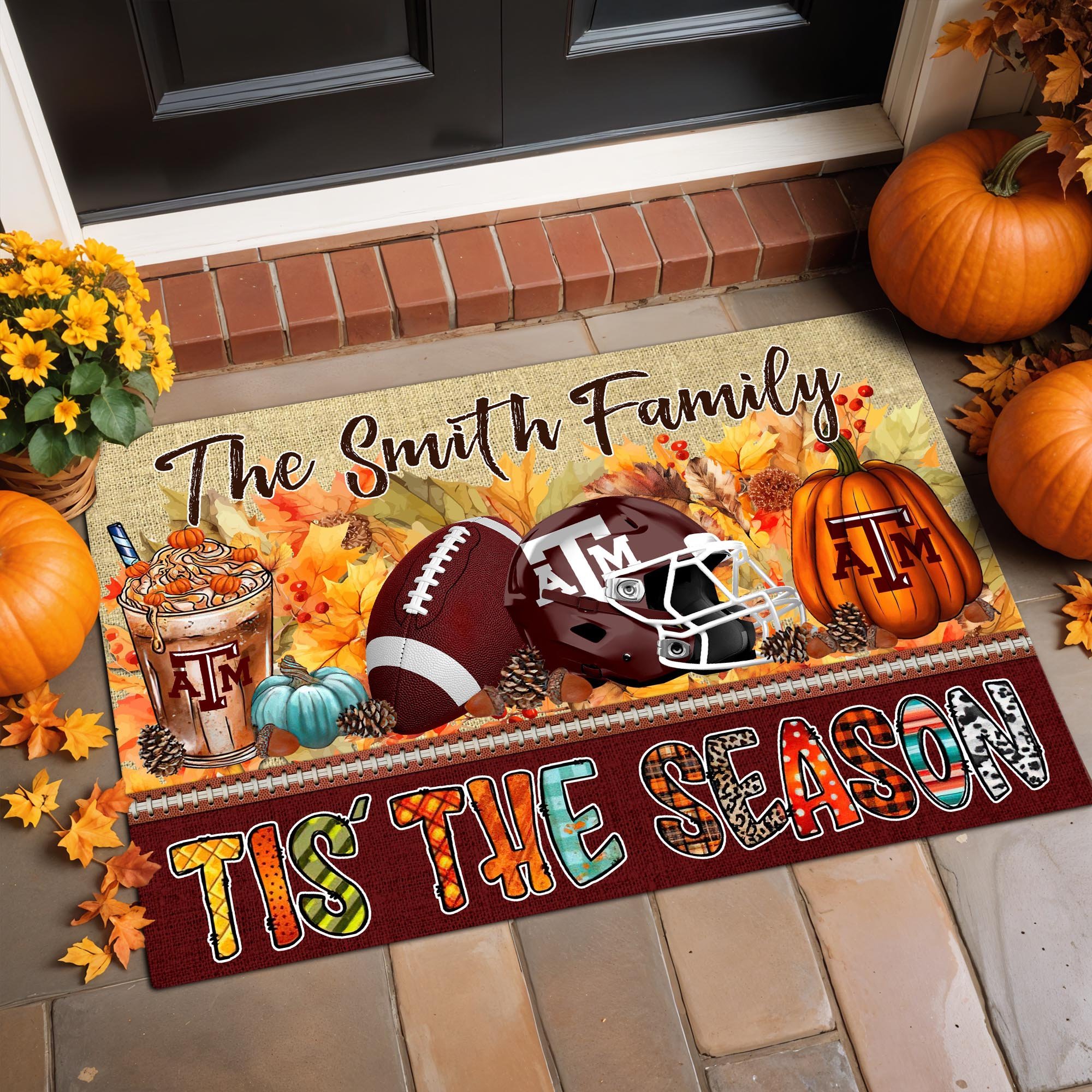 Texas A&M Aggies Doormat Custom Your Family Name, Sport Doormat, Sport Gifts For Fan, Home Decorations ETRG-60206