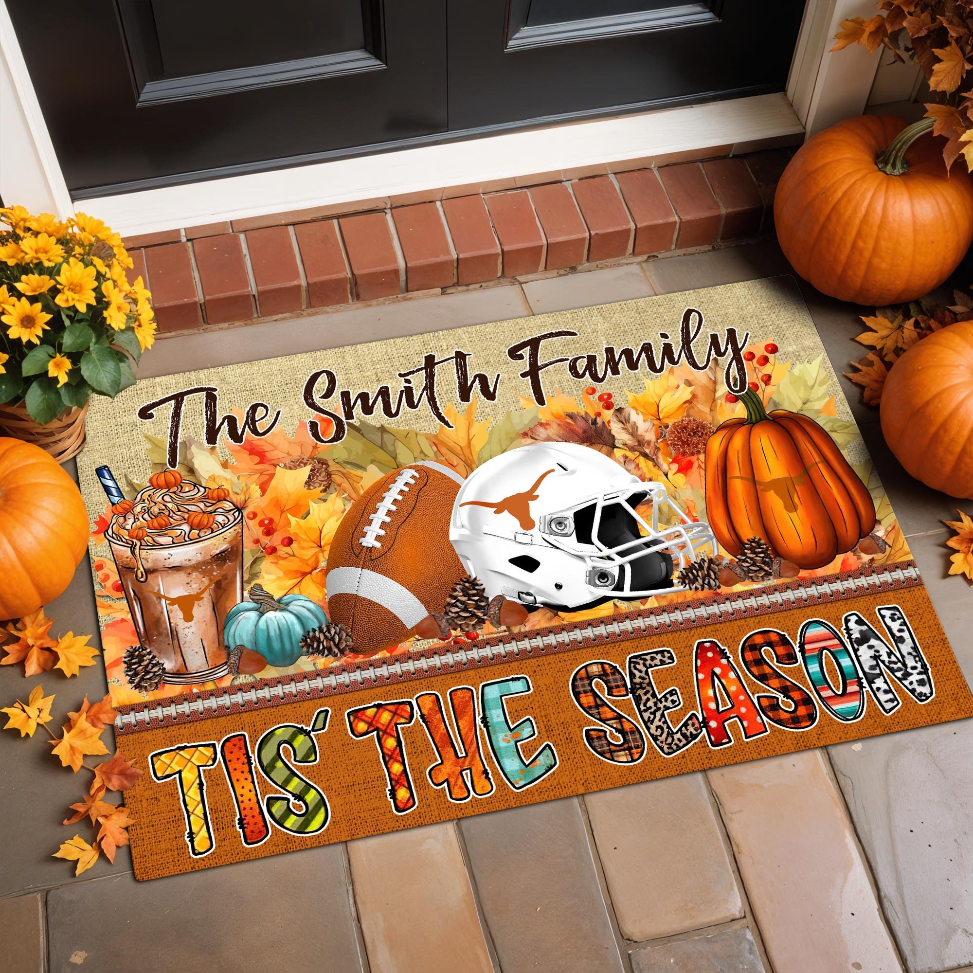 Texas Longhorns Doormat Custom Your Family Name, Sport Doormat, Sport Gifts For Fan, Home Decorations ETRG-60206