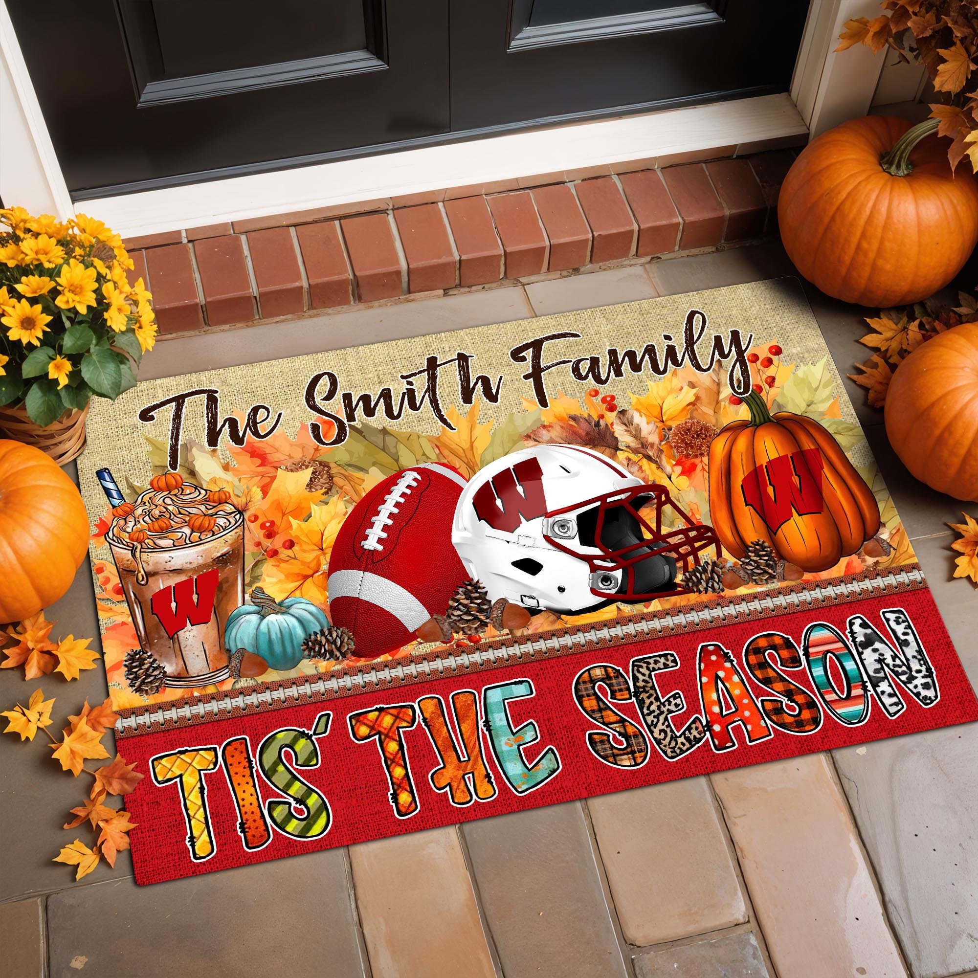 Wisconsin Badgers Doormat Custom Your Family Name, Sport Doormat, Sport Gifts For Fan, Home Decorations ETRG-60206