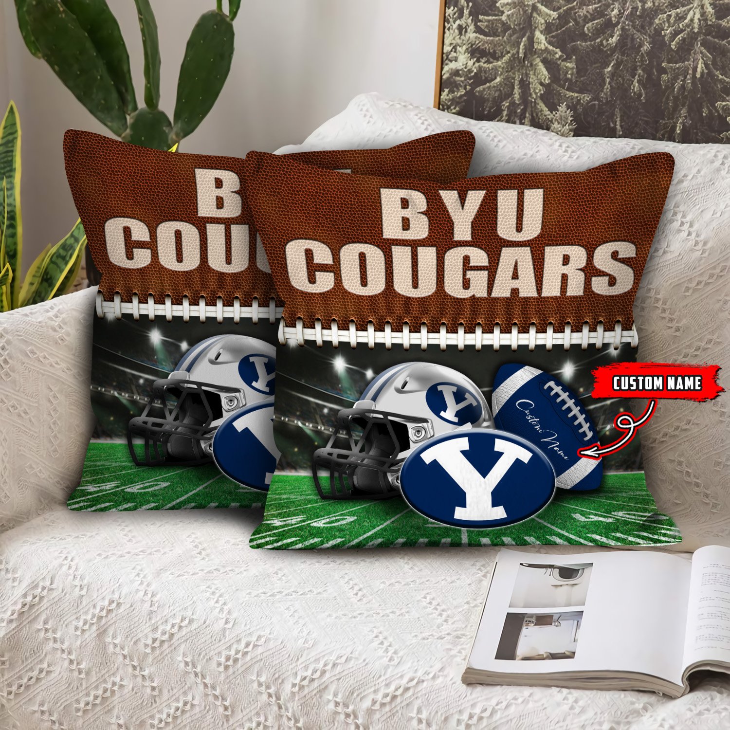 BYU Cougars All Over Printed Pillow Custom Your Name, Sport Pillow, Sport Gifts For Fan EHIVM-60261