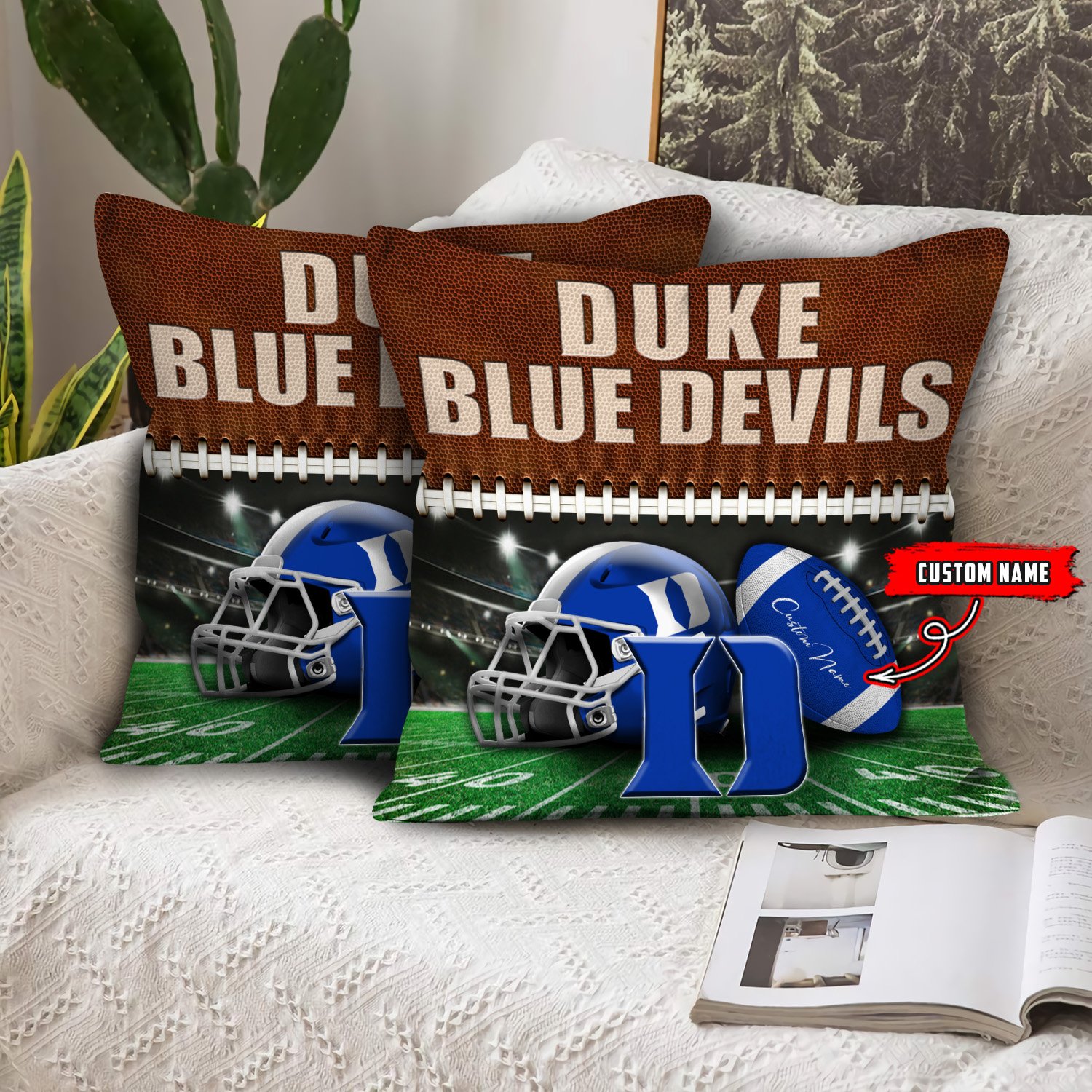 Duke Blue Devils All Over Printed Pillow Custom Your Name, Sport Pillow, Sport Gifts For Fan EHIVM-60261