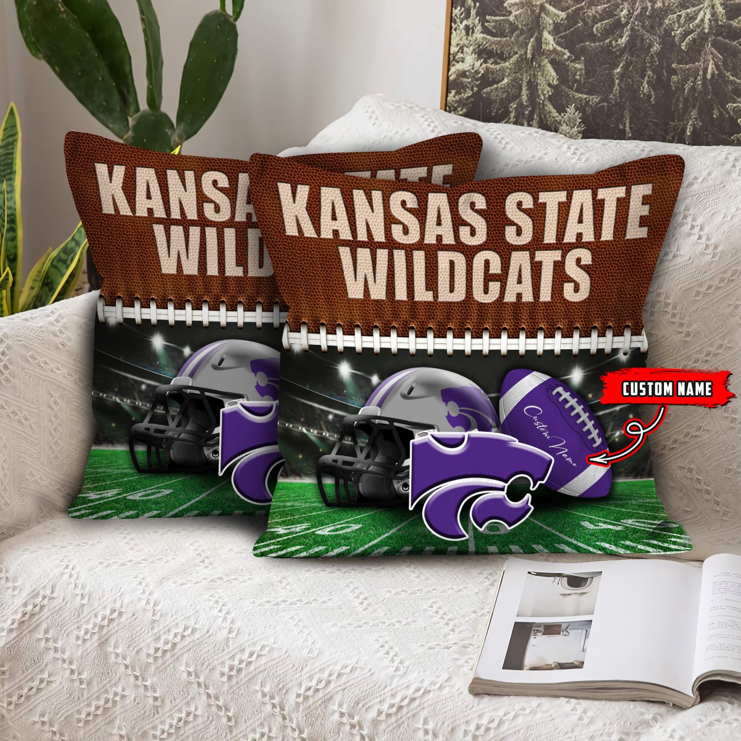 Kansas State Wildcats All Over Printed Pillow Custom Your Name, Sport Pillow, Sport Gifts For Fan EHIVM-60261