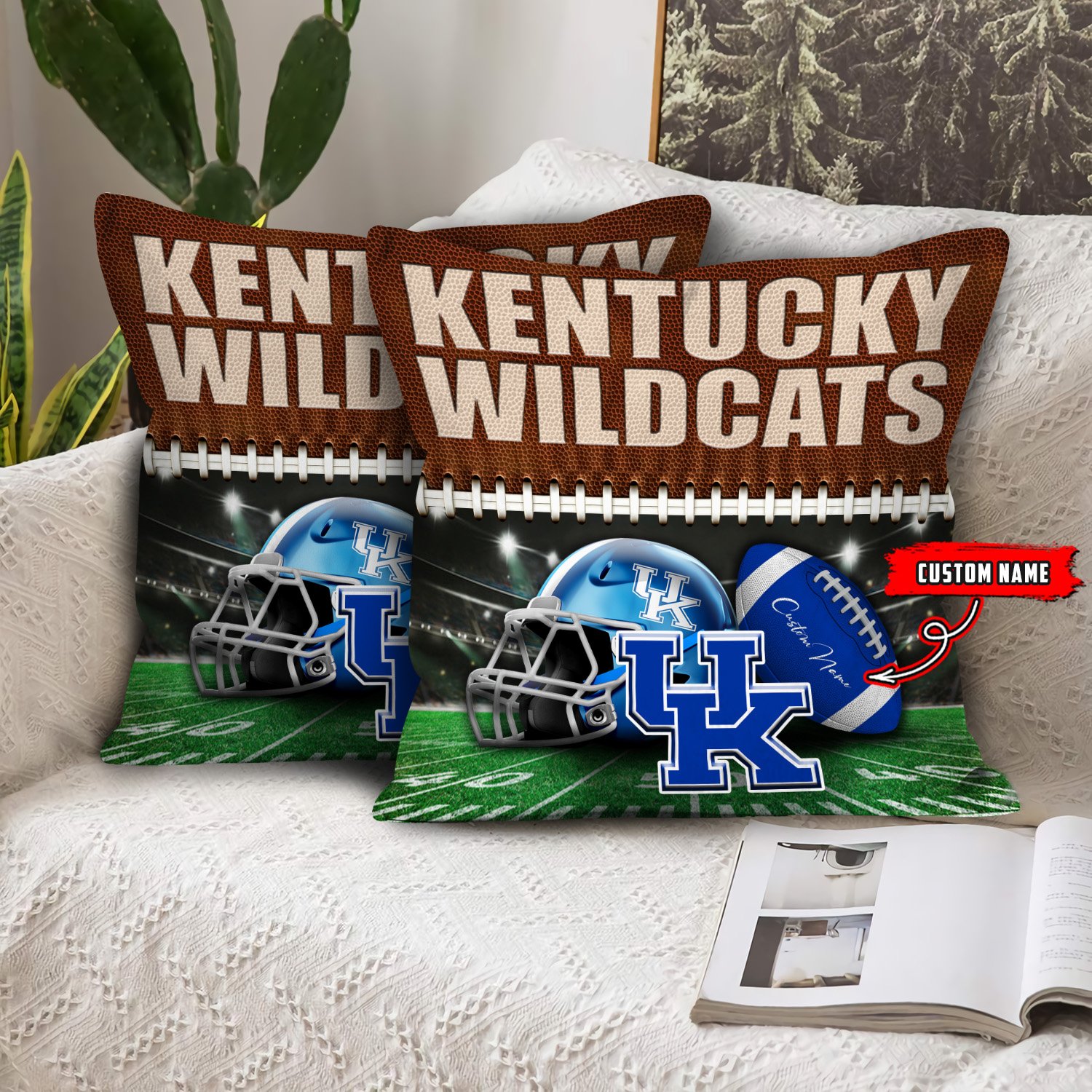 KENTUCKY WILDCATS All Over Printed Pillow Custom Your Name, Sport Pillow, Sport Gifts For Fan EHIVM-60261