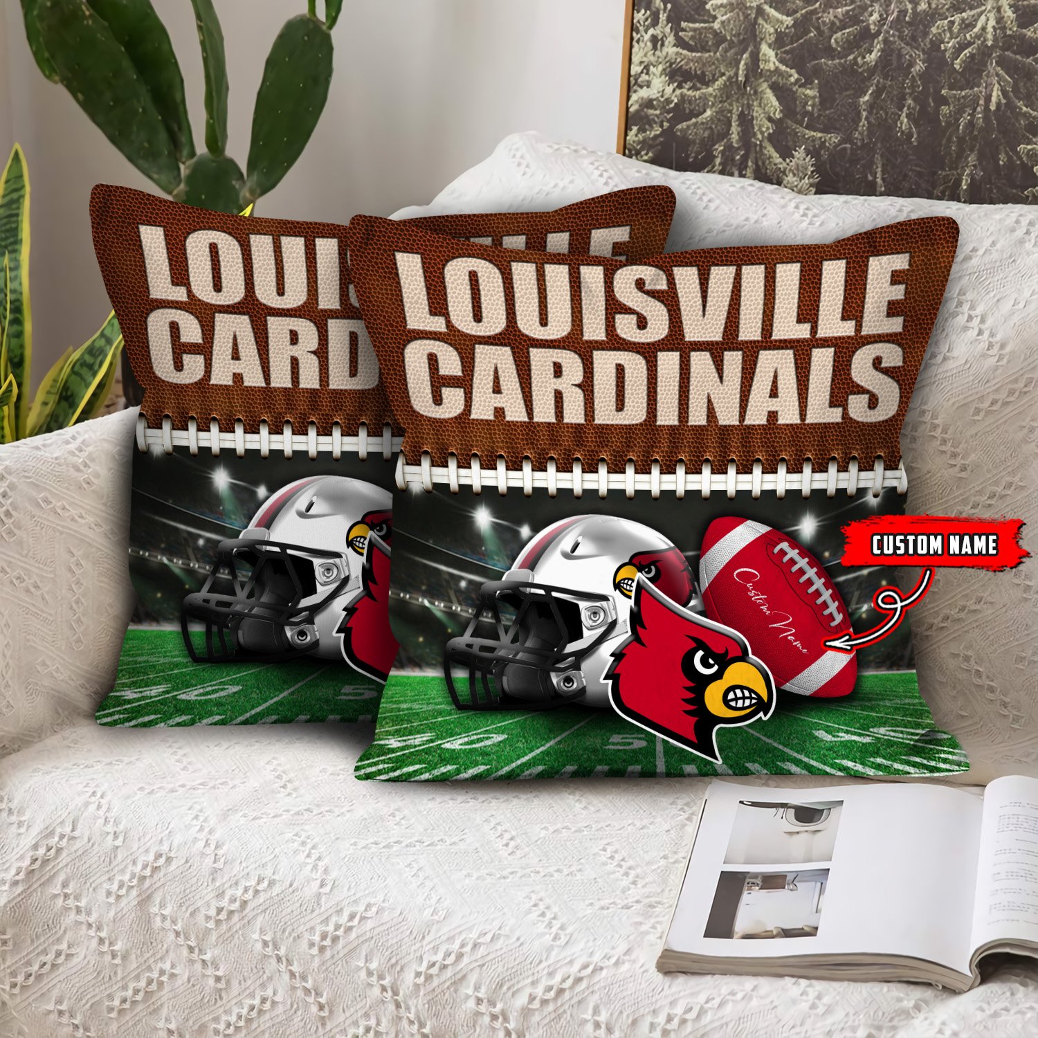 Louisville Cardinals All Over Printed Pillow Custom Your Name, Sport Pillow, Sport Gifts For Fan EHIVM-60261