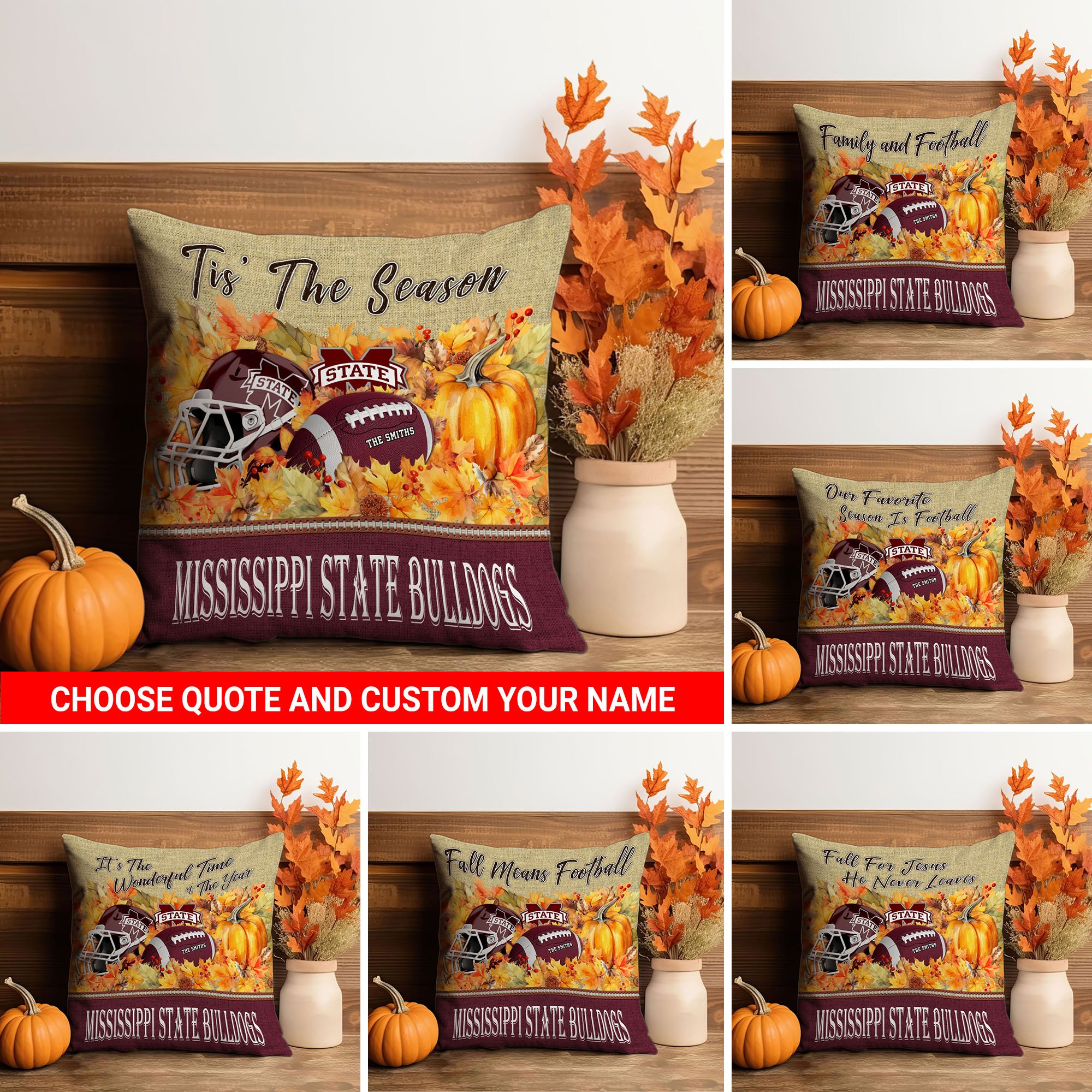 Mississippi State Bulldogs All Over Printed Pillow Custom Your Family Name And Choose Your Quotes, Sport Pillow, Sport Gifts For Fan EHIVM-60317 (Copy)