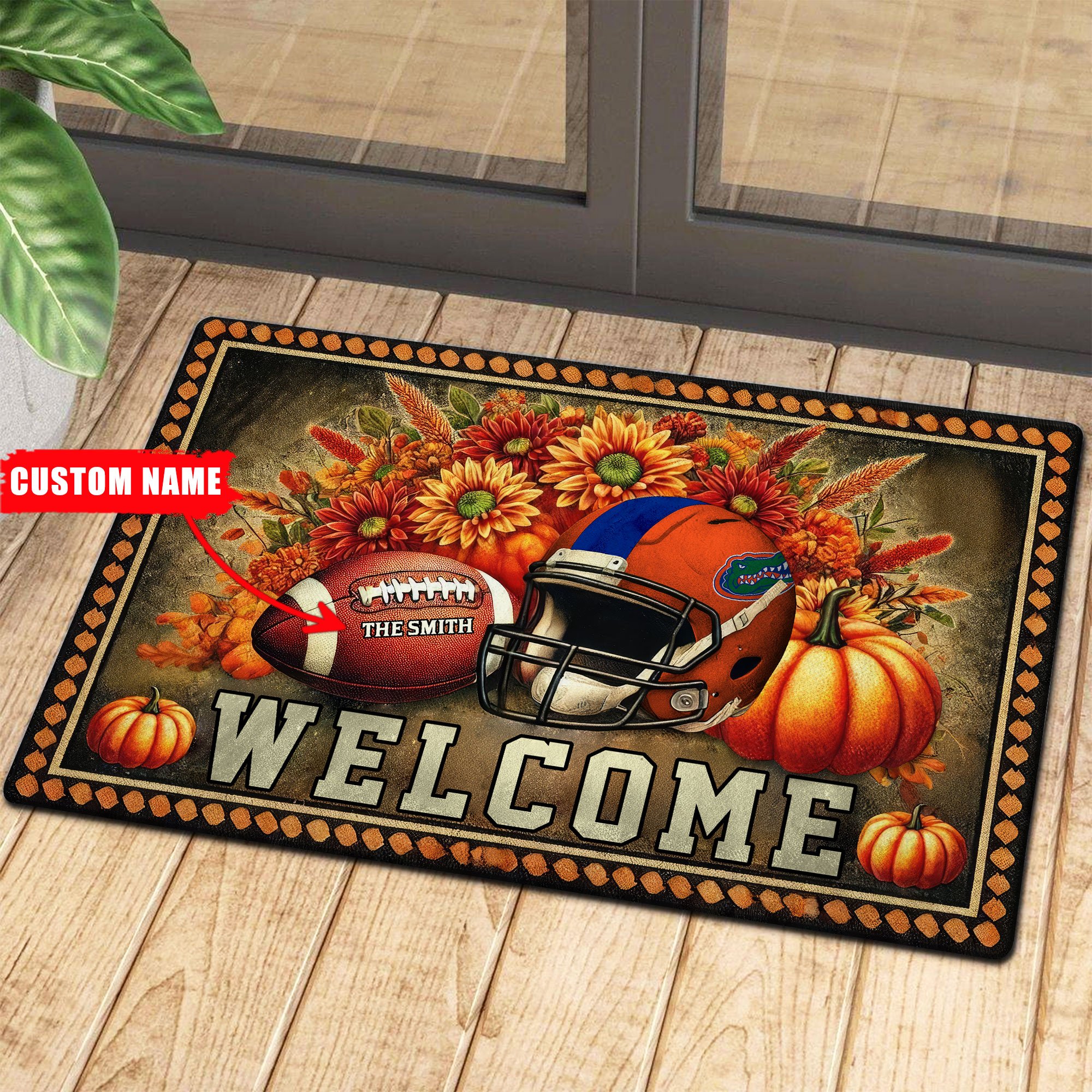 Florida Gators Welcome Football Fall Doormat Pumpkim – Custom 60450