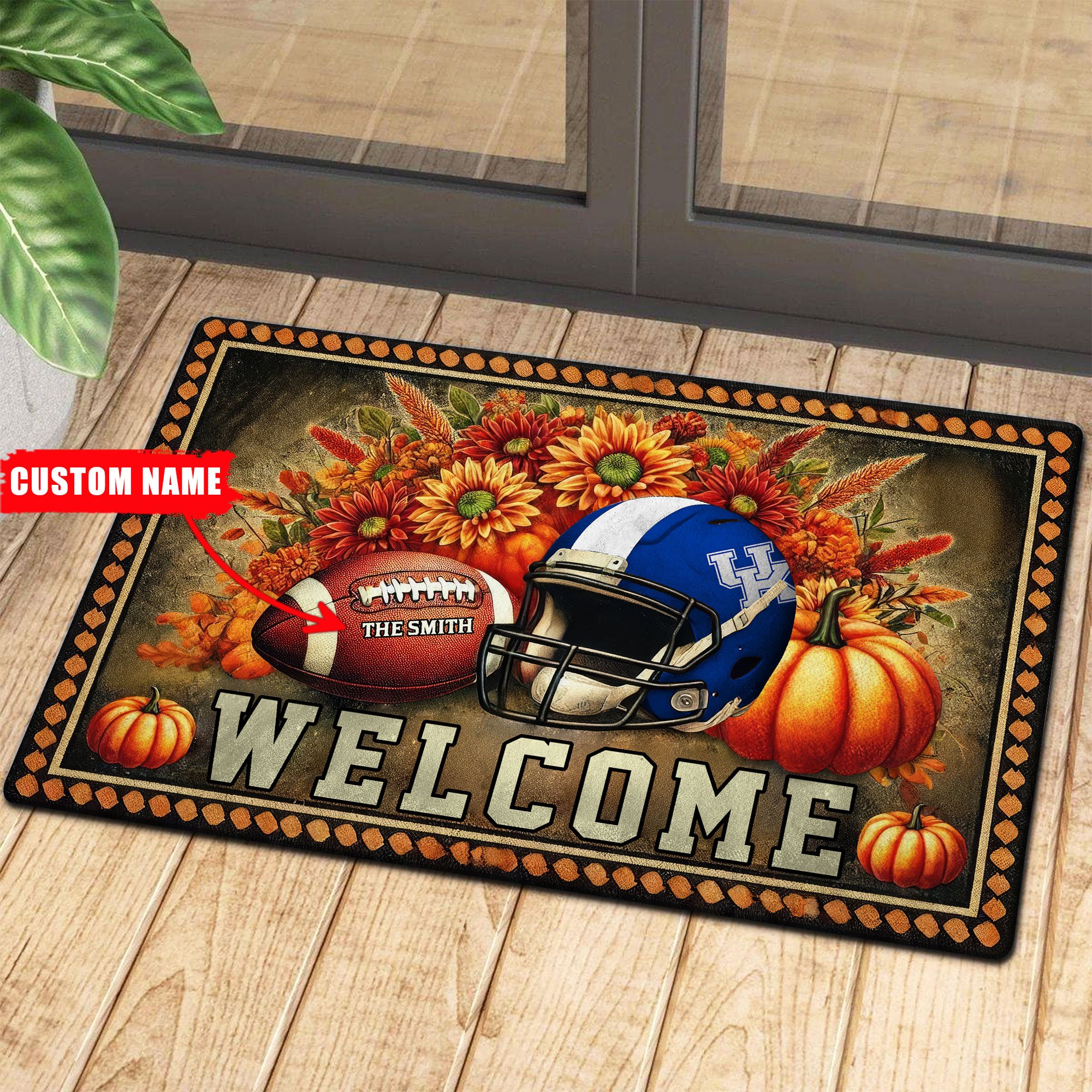 Kentucky Wildcats Welcome Football Fall Doormat Pumpkim – Custom 60450