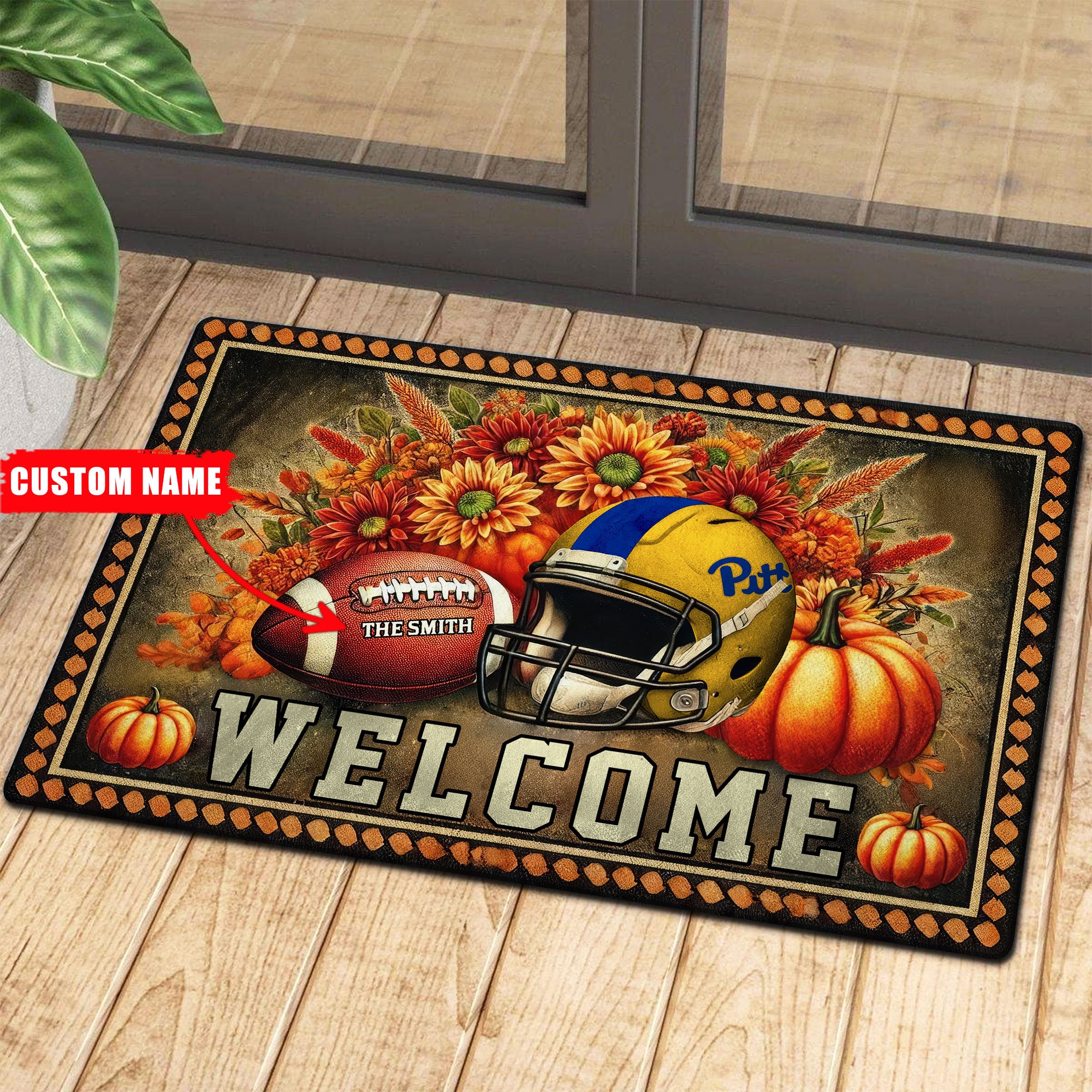 Pittsburgh Panthers Welcome Football Fall Doormat Pumpkim – Custom 60450