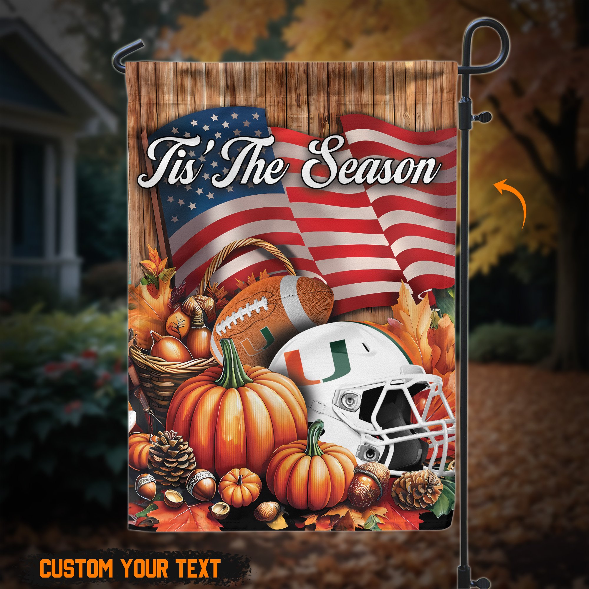 Miami Hurricanes Custom text on garden flag 60527