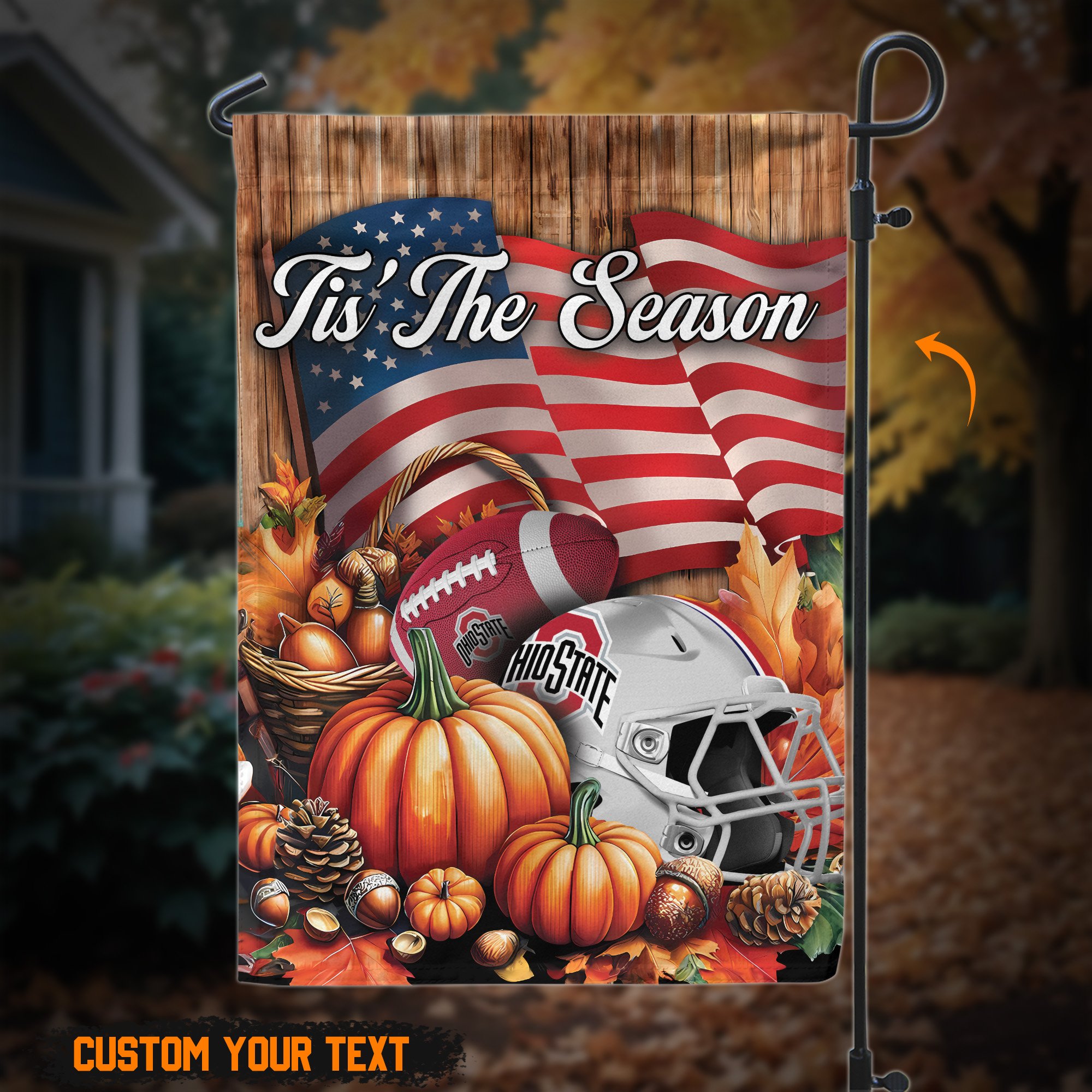 Ohio State Buckeyes Custom text on garden flag 60527