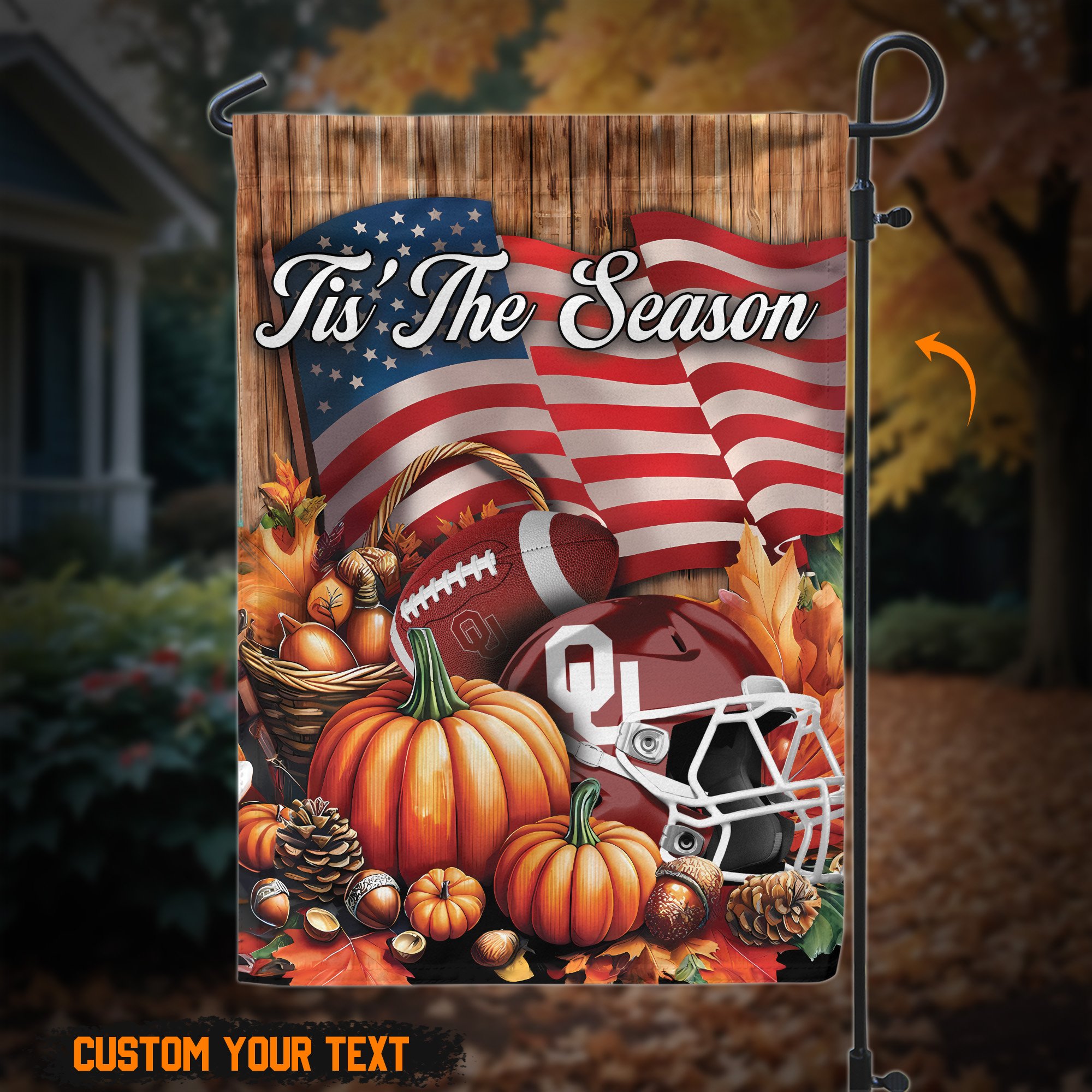 Oklahoma Sooners Custom text on garden flag 60527