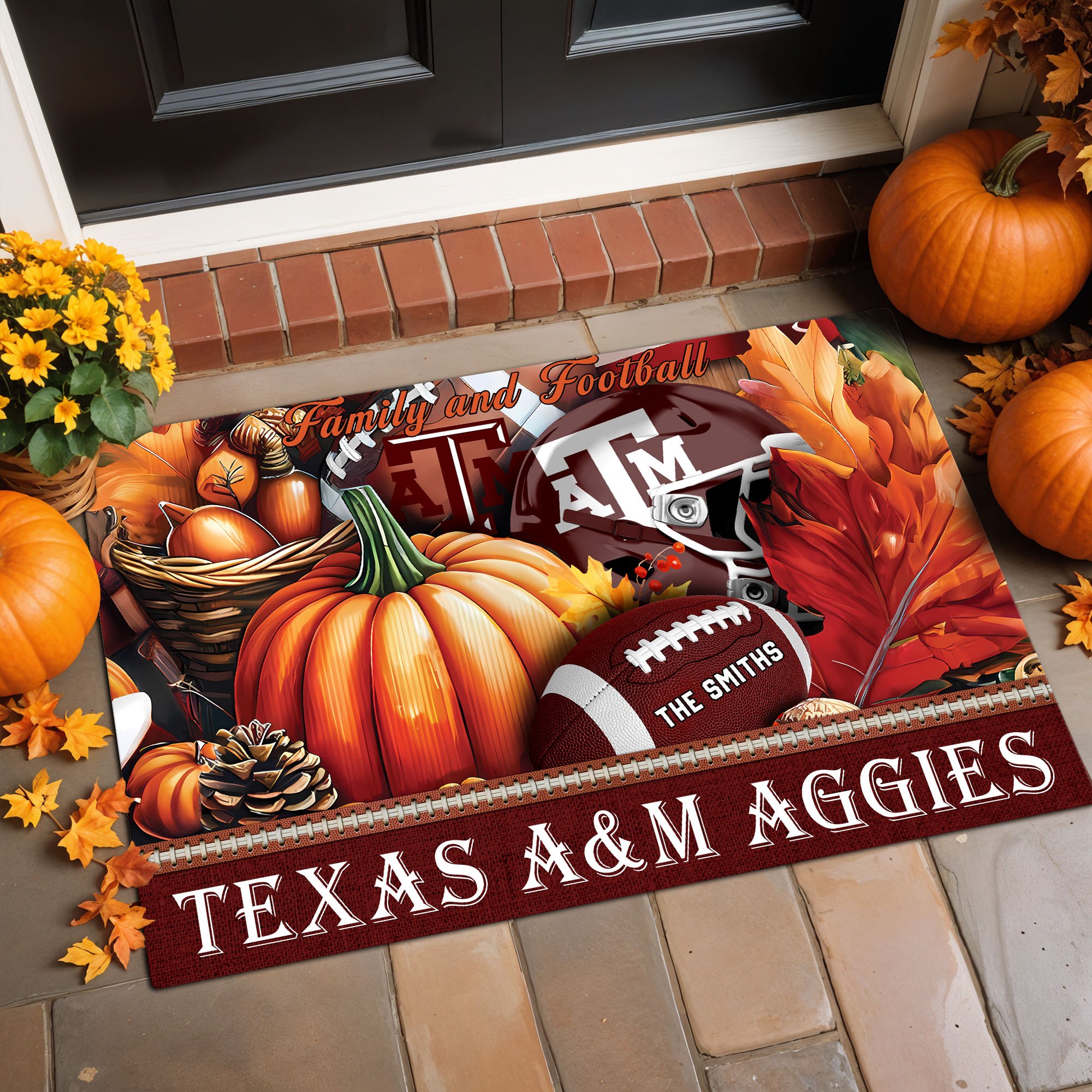 Texas A&M Aggies Doormat Custom Family Name And Your Quotes, Home Decor 60569
