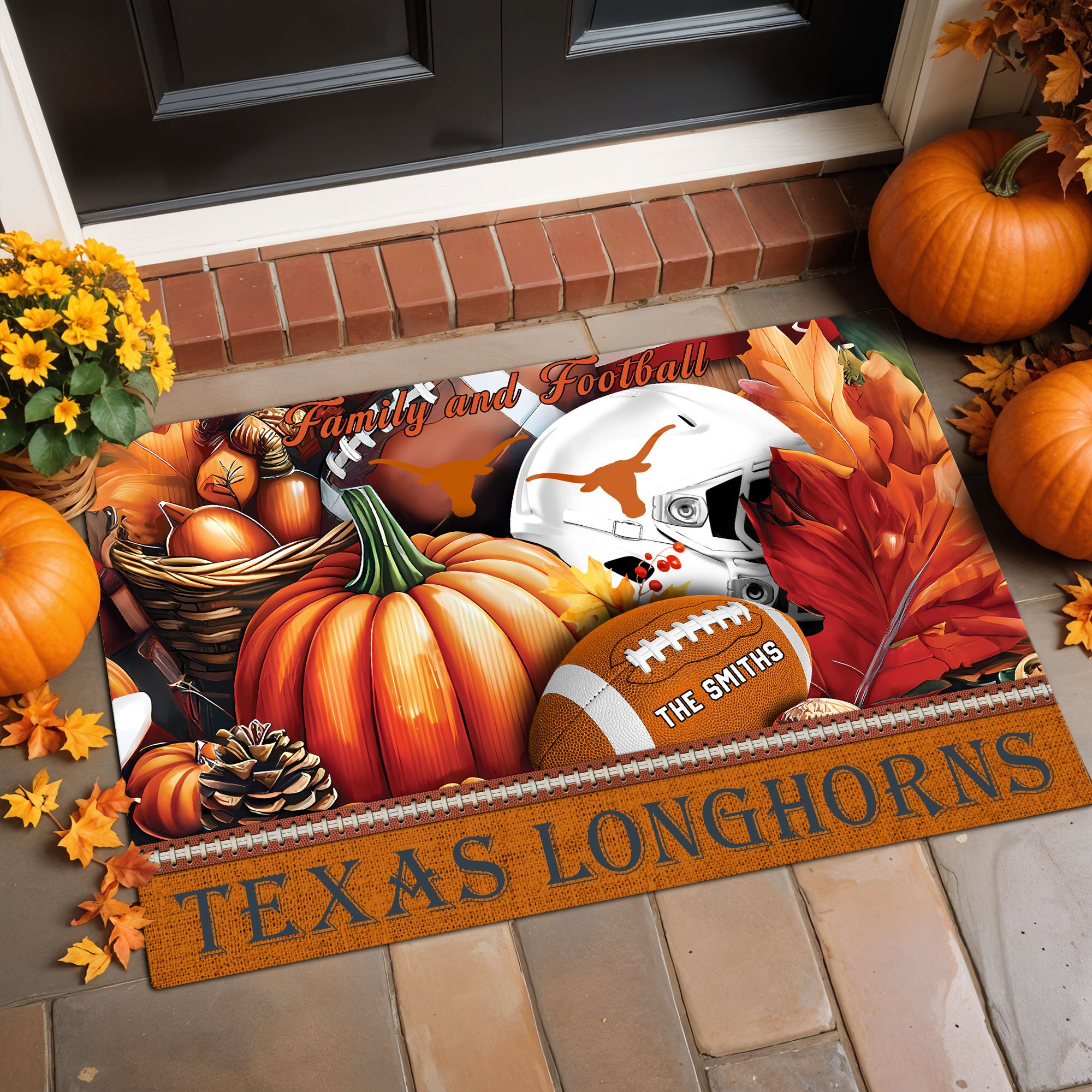 Texas Longhorns Doormat Custom Family Name And Your Quotes, Home Decor 60569