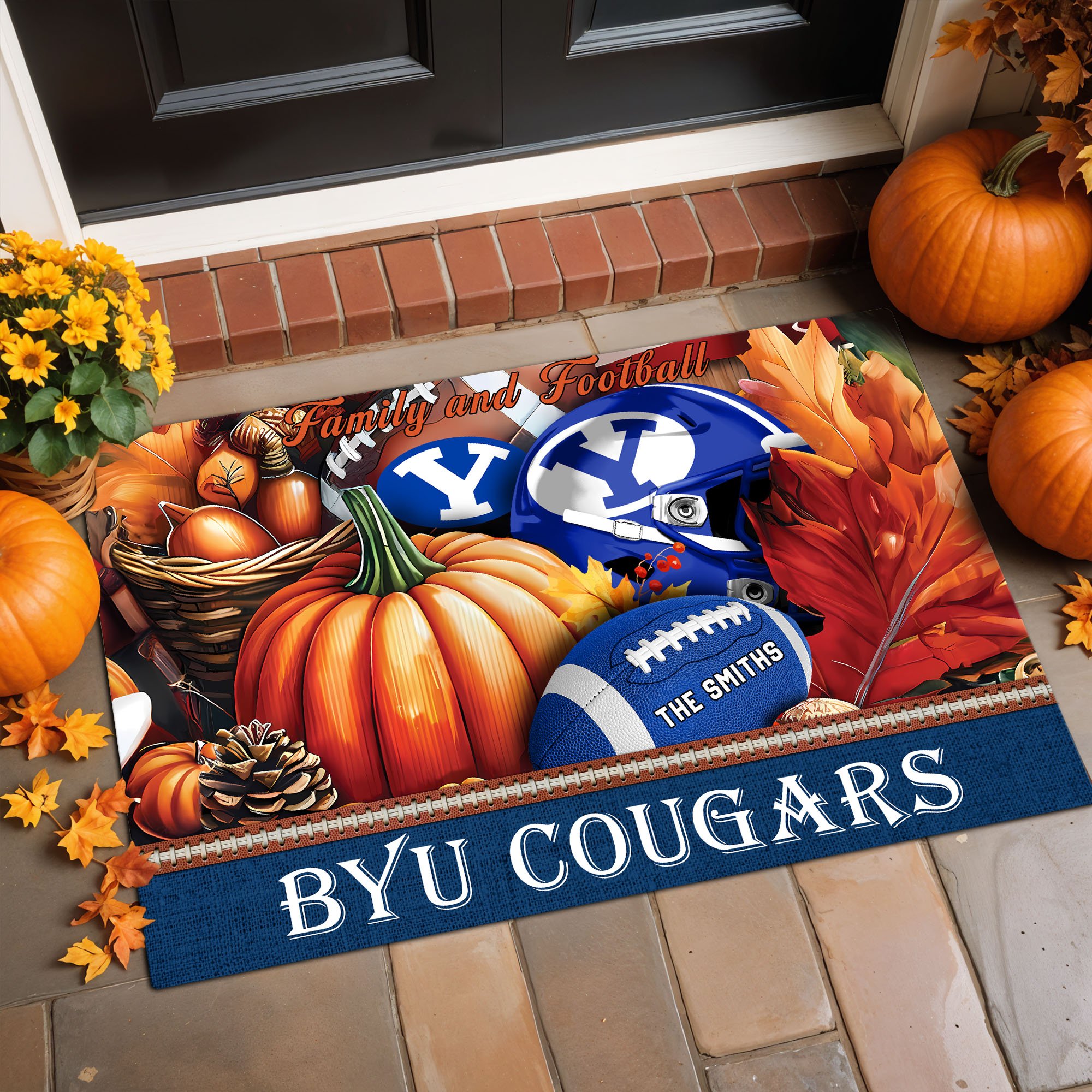 BYU Cougars Doormat Custom Family Name And Your Quotes, Home Decor 60569