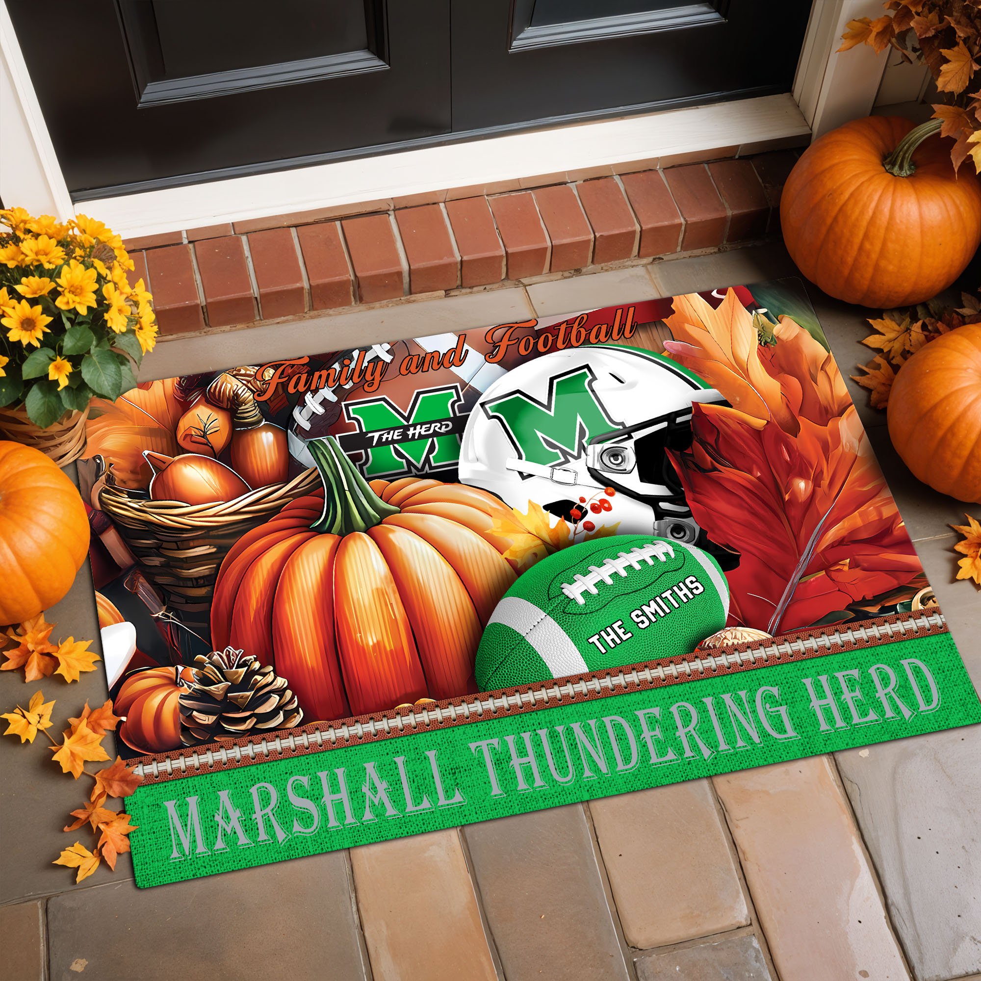 Marshall Thundering Herd Doormat Custom Family Name And Your Quotes, Home Decor 60569