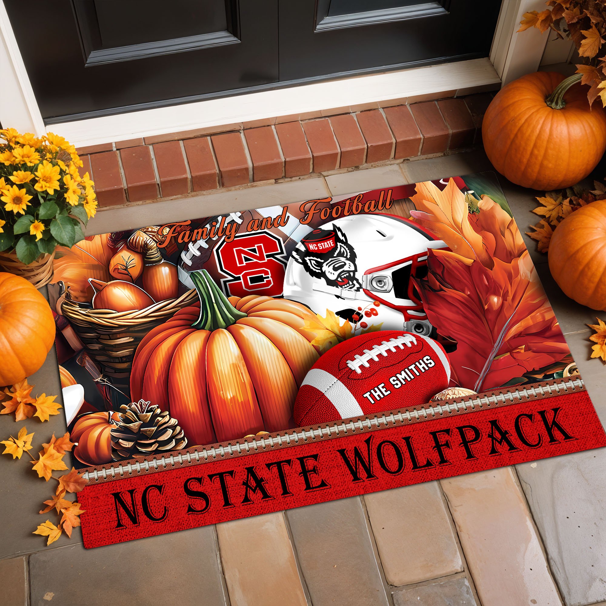 NC State Wolfpack Doormat Custom Family Name And Your Quotes, Home Decor 60569