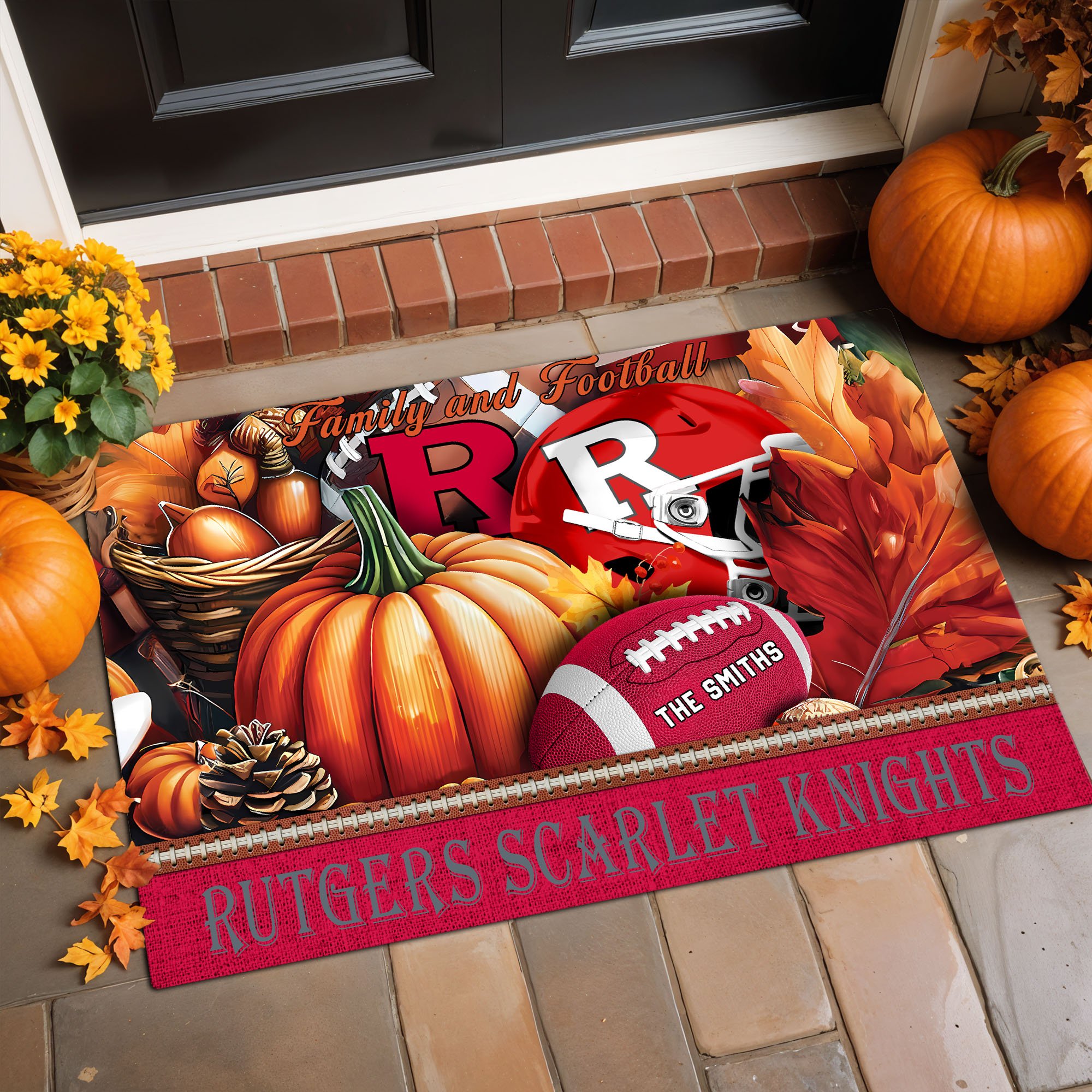 Rutgers Scarlet Knights Doormat Custom Family Name And Your Quotes, Home Decor 60569