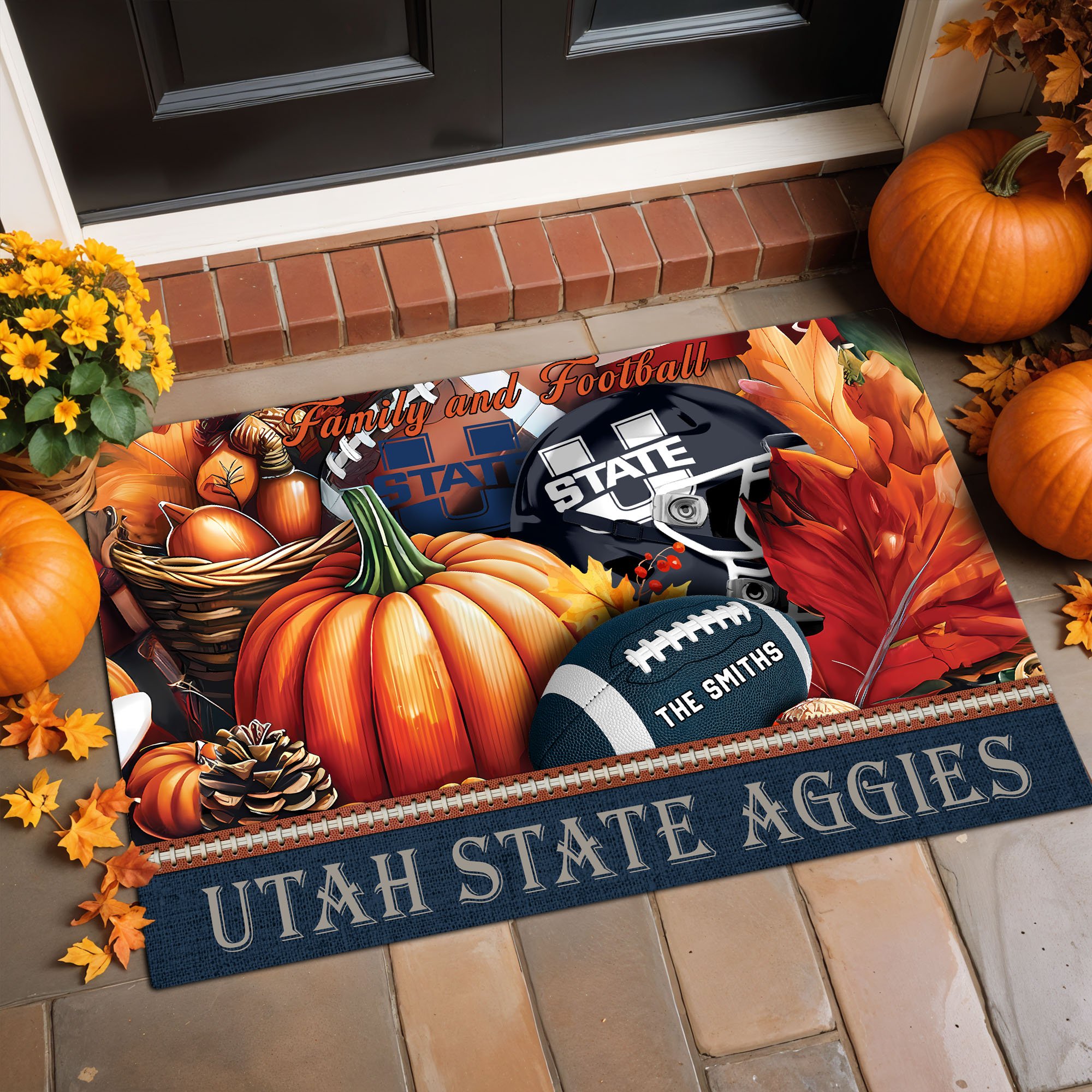 Utah State Aggies Doormat Custom Family Name And Your Quotes, Home Decor 60569