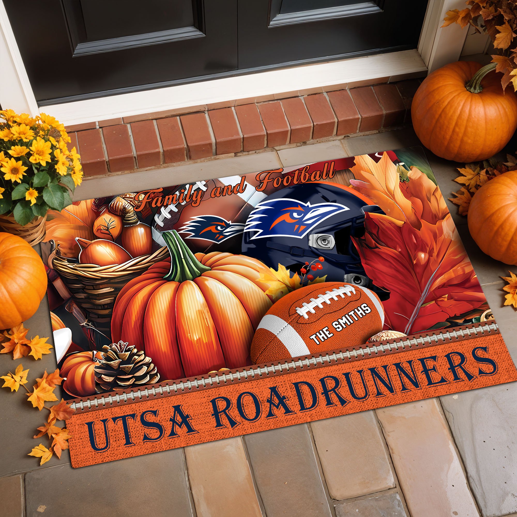 UTSA Roadrunners Doormat Custom Family Name And Your Quotes, Home Decor 60569