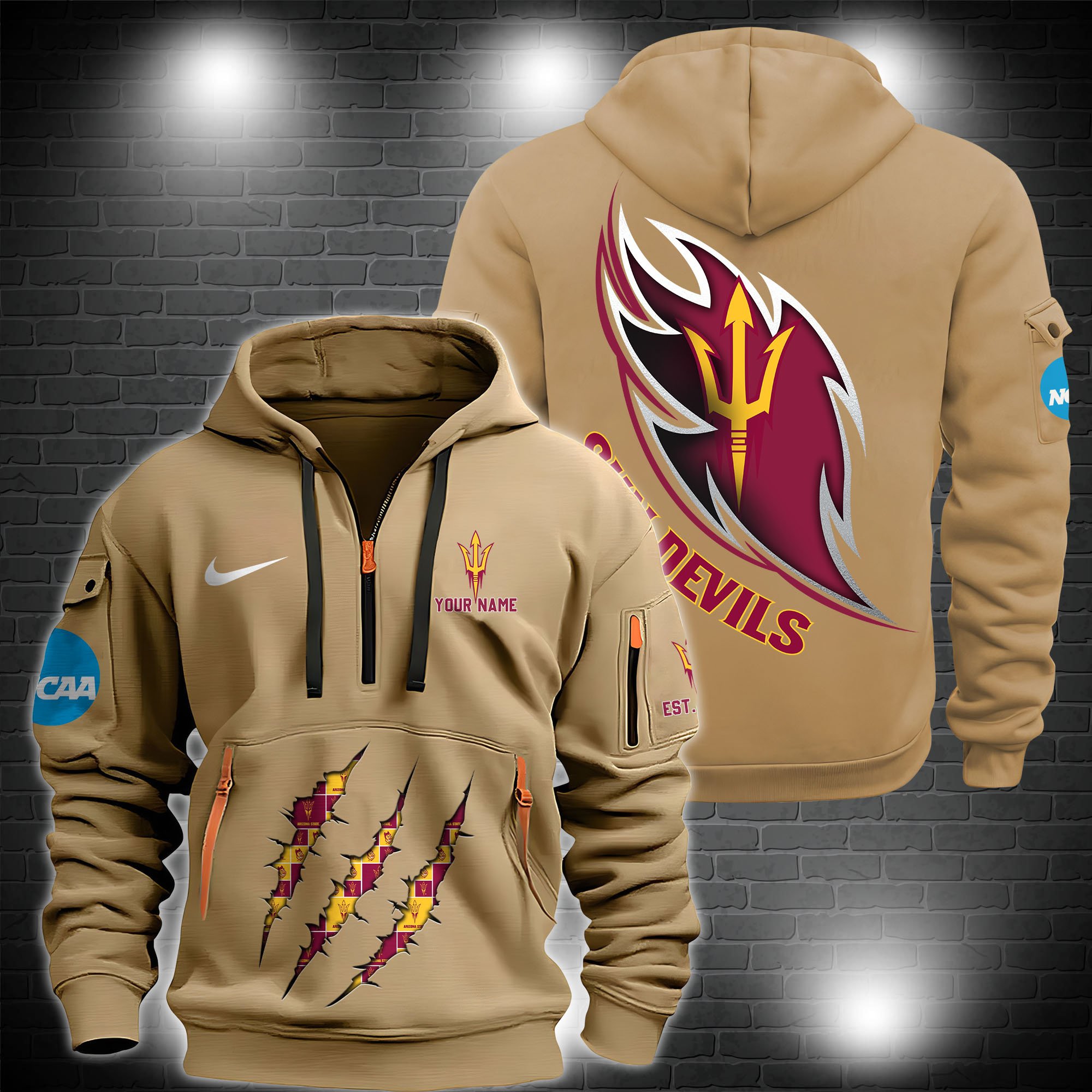 Arizona State Sun Devils Zip Hoodie Multicolor-Custom 60570