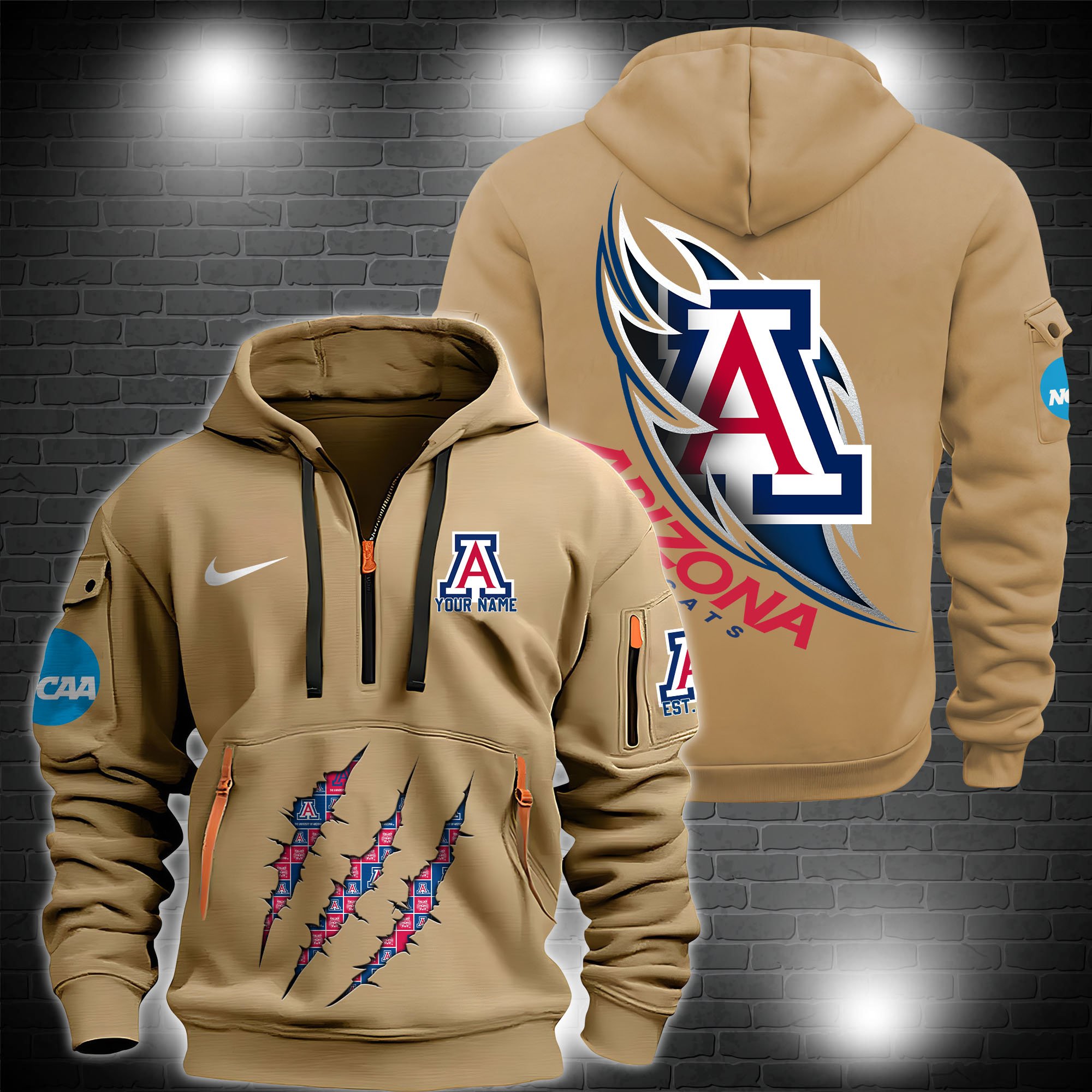 Arizona Wildcats Zip Hoodie Multicolor-Custom 60570