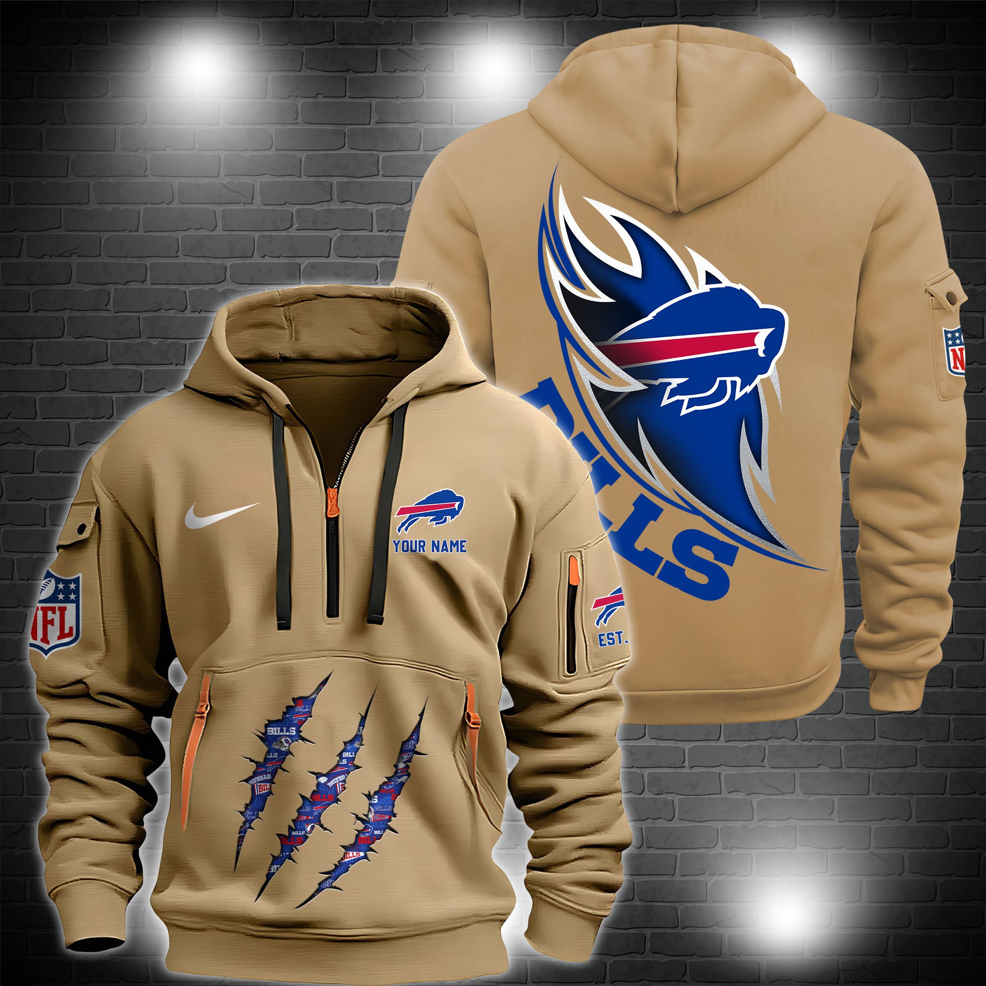 Buffalo Bills Zip Hoodie Multicolor-Custom 60570