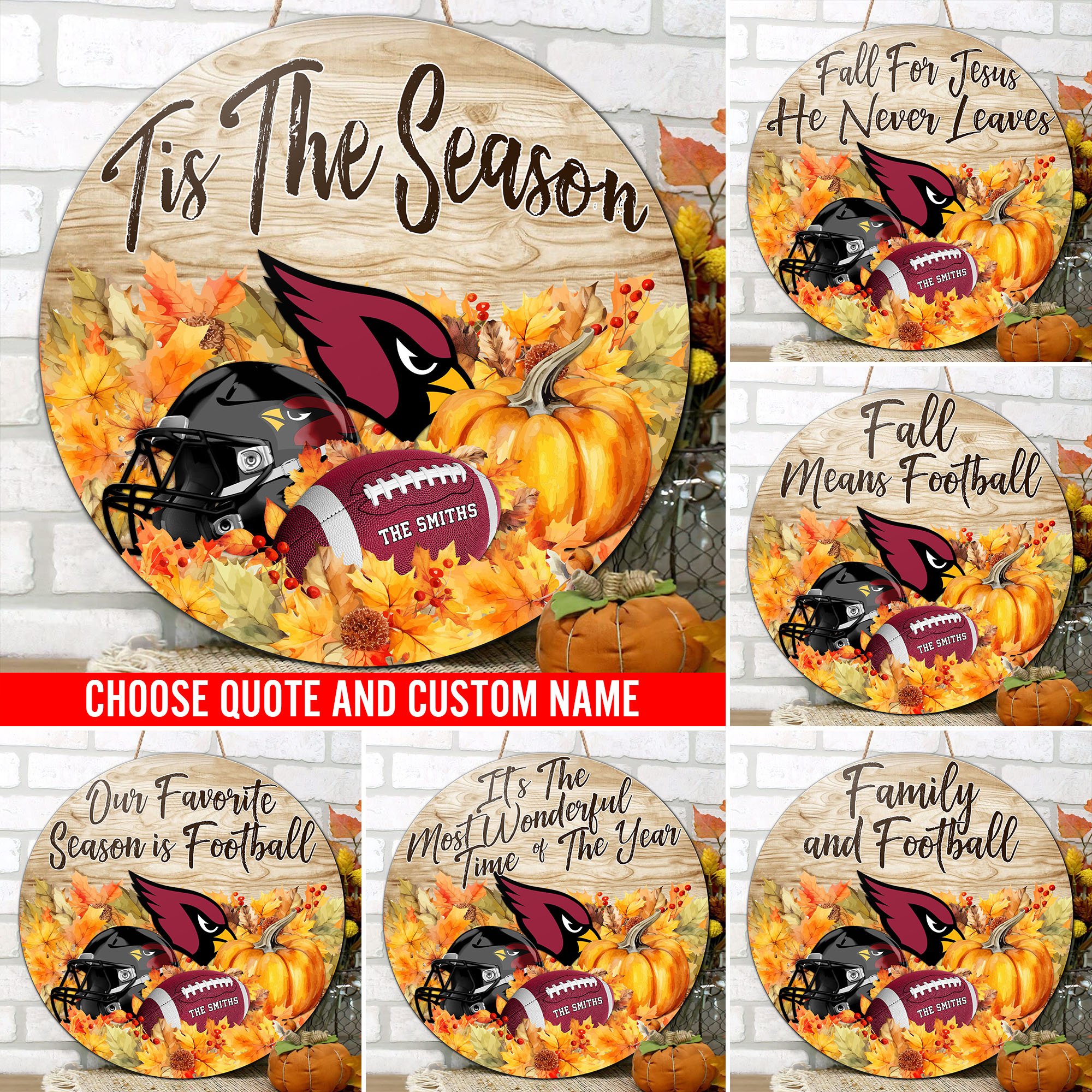 Arizona Cardinals Shape Wooden Sign Custom Name And Choose Quotes, Sport Team Sign For Fans, Wall Hanging ETRG-60625