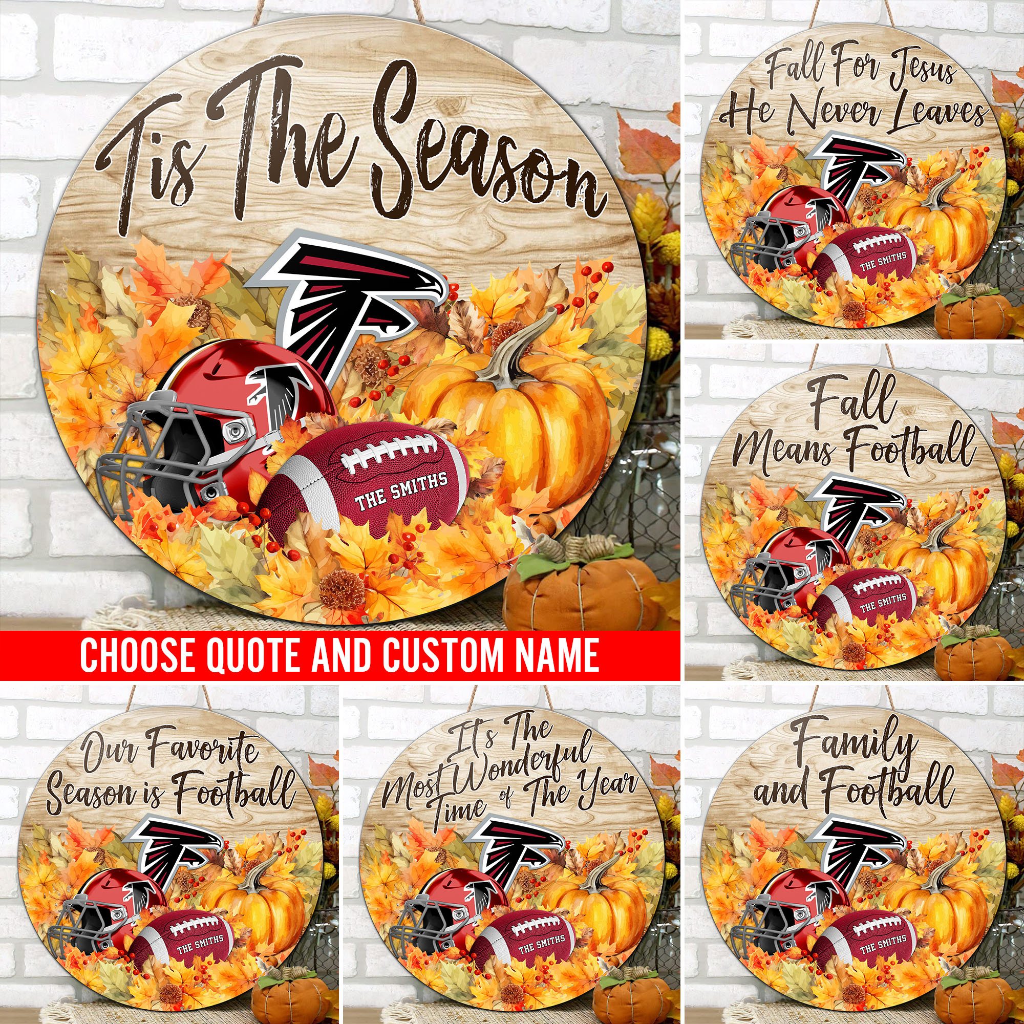 Atlanta Falcons Shape Wooden Sign Custom Name And Choose Quotes, Sport Team Sign For Fans, Wall Hanging ETRG-60625